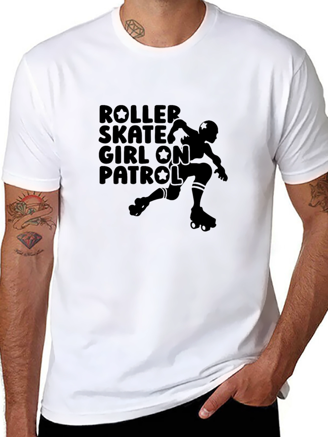 Roller Skate Girl On Patrol Black T-Shirt