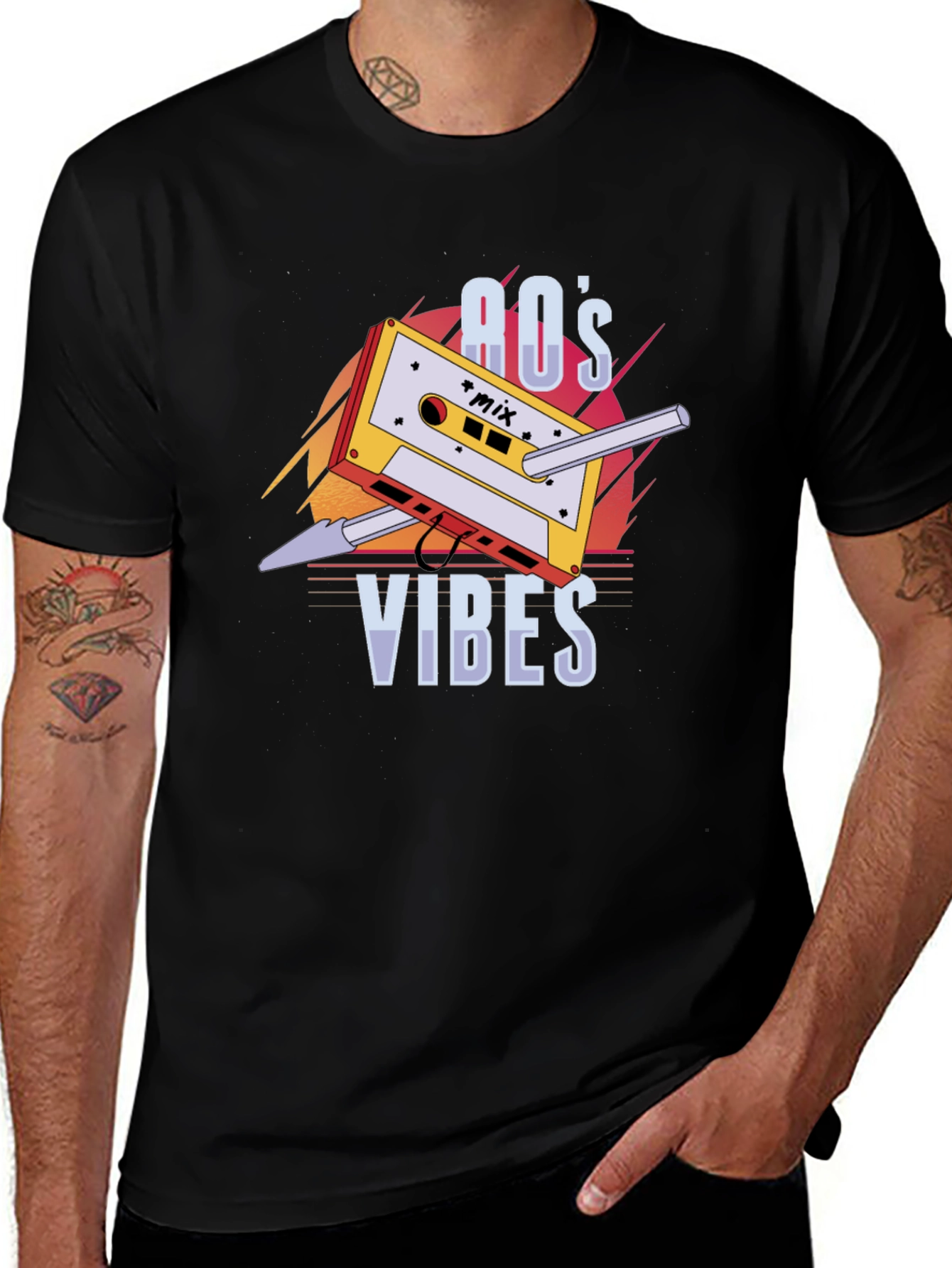 Retro 80s Vibes Cassette Tape Graphic T-Shirt