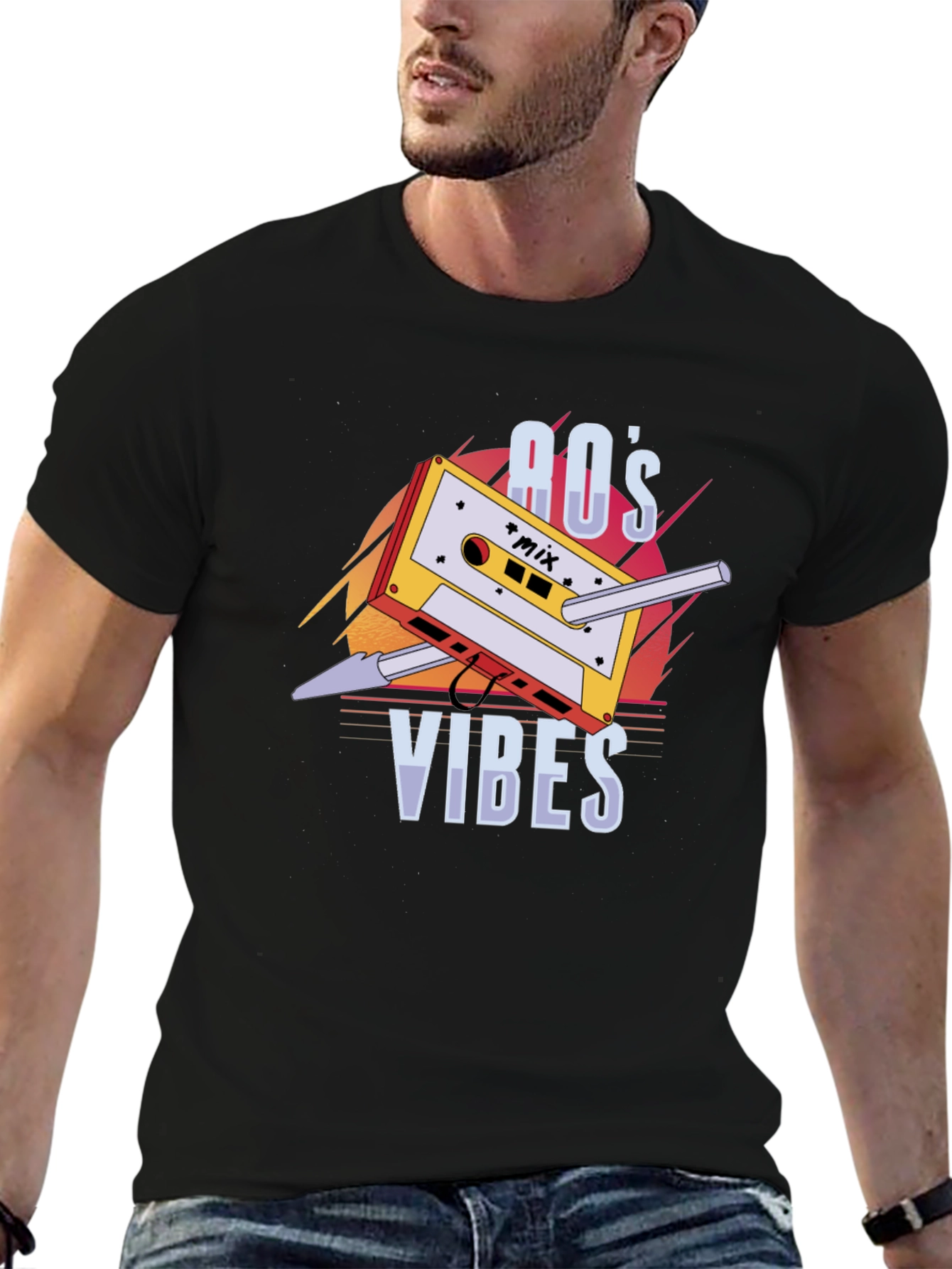 Retro 80s Vibes Cassette Tape Graphic T-Shirt