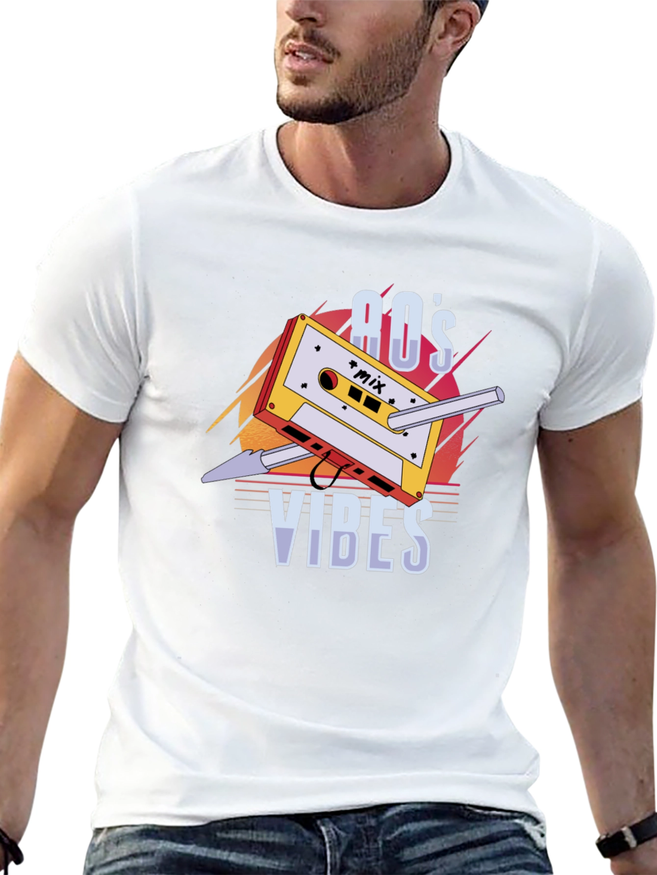 Retro 80s Vibes Cassette Tape Graphic T-Shirt