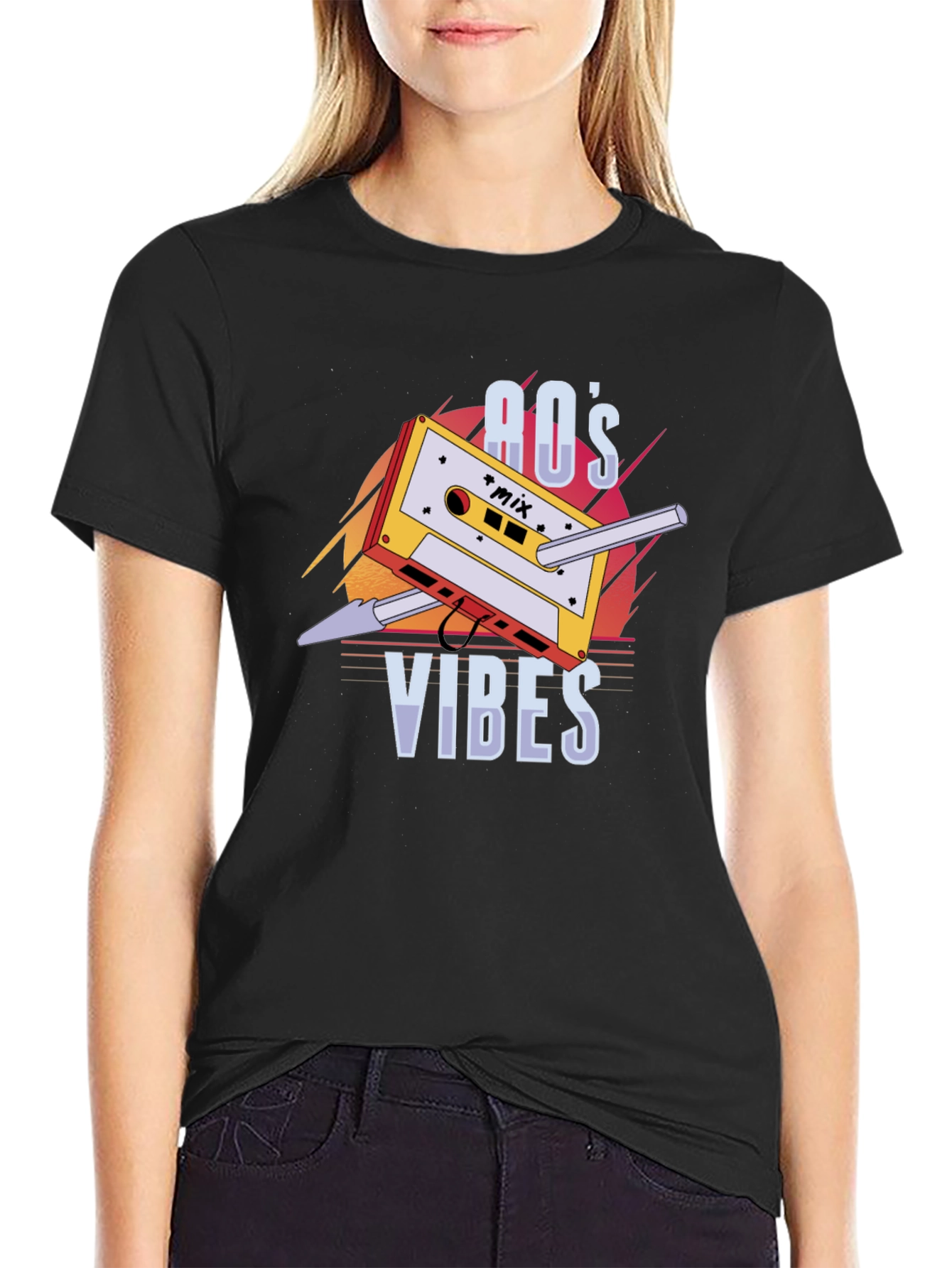 Retro 80s Vibes Cassette Tape Graphic T-Shirt
