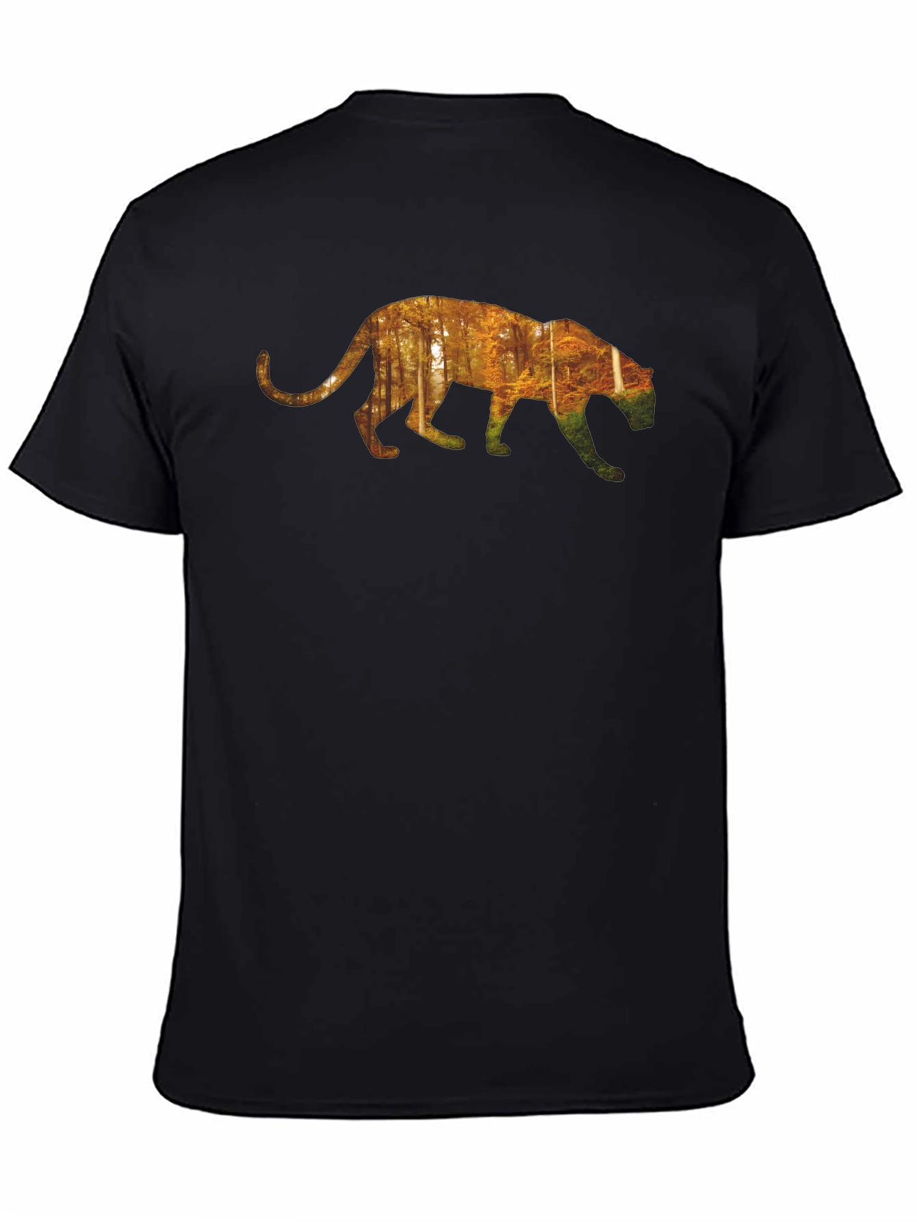 Nature Panther Graphic Tee - Black Cotton Casual Shirt