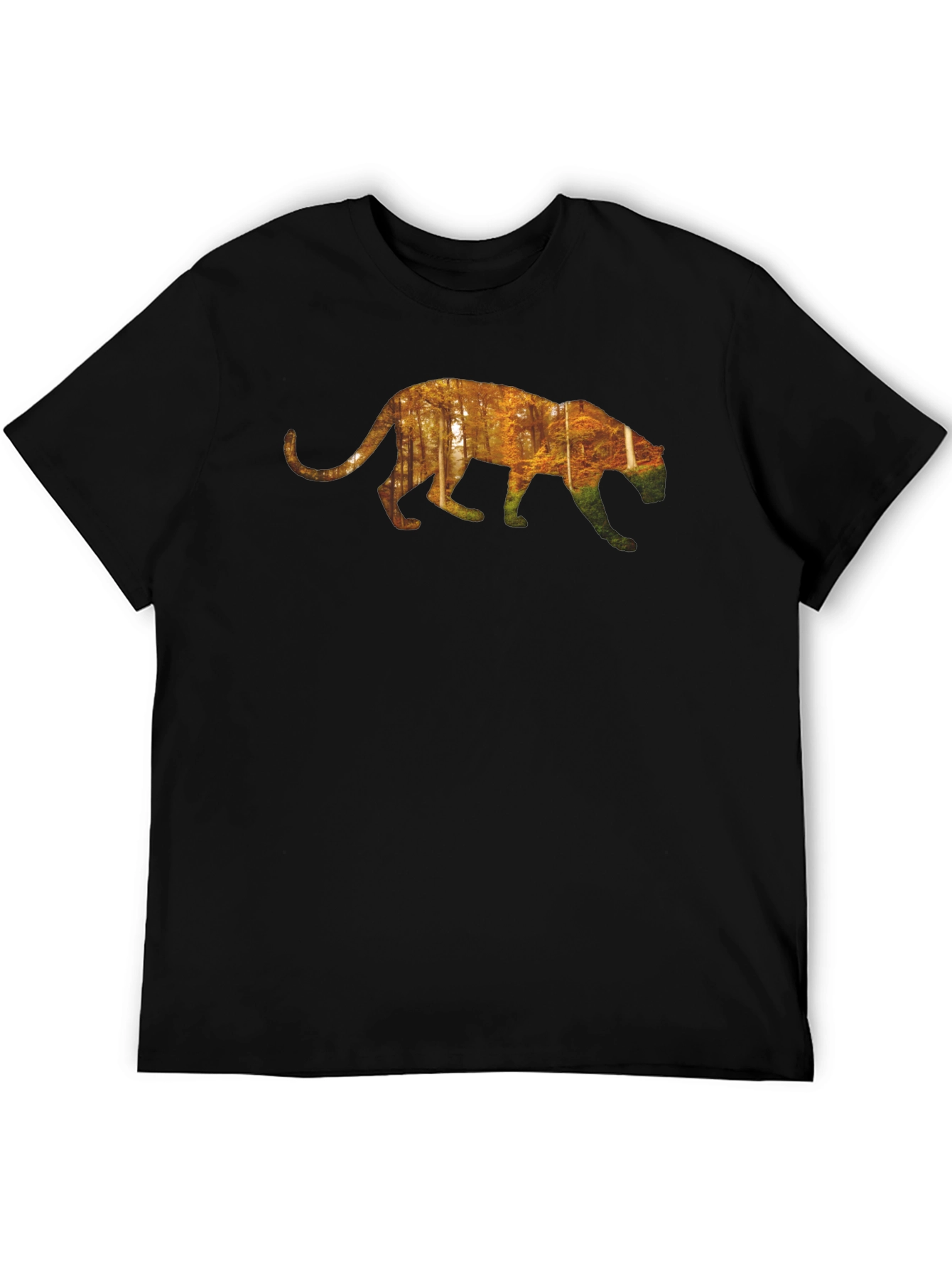 Nature Panther Graphic Tee - Black Cotton Casual Shirt