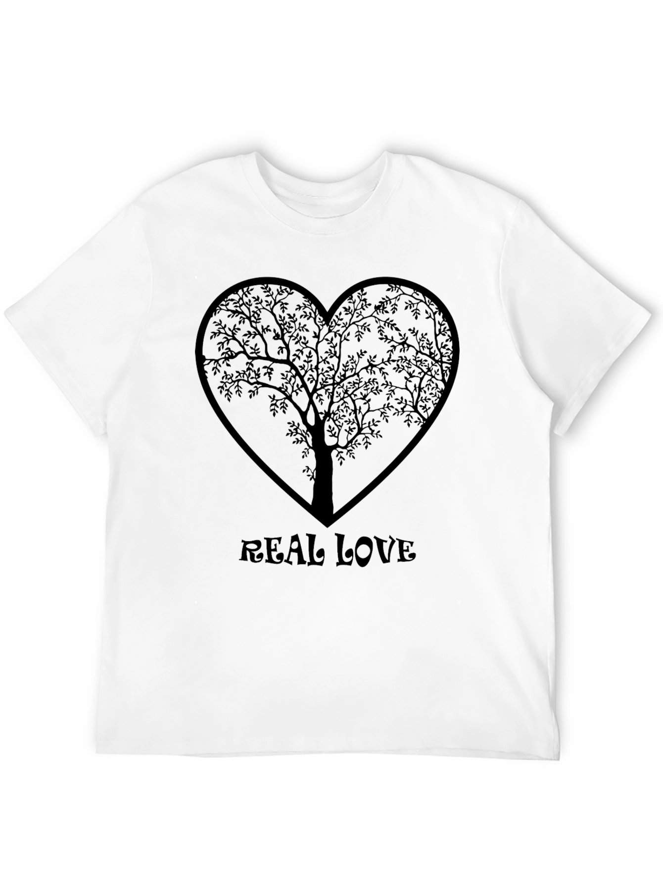 Real Love Heart Tree Graphic Tee - Black