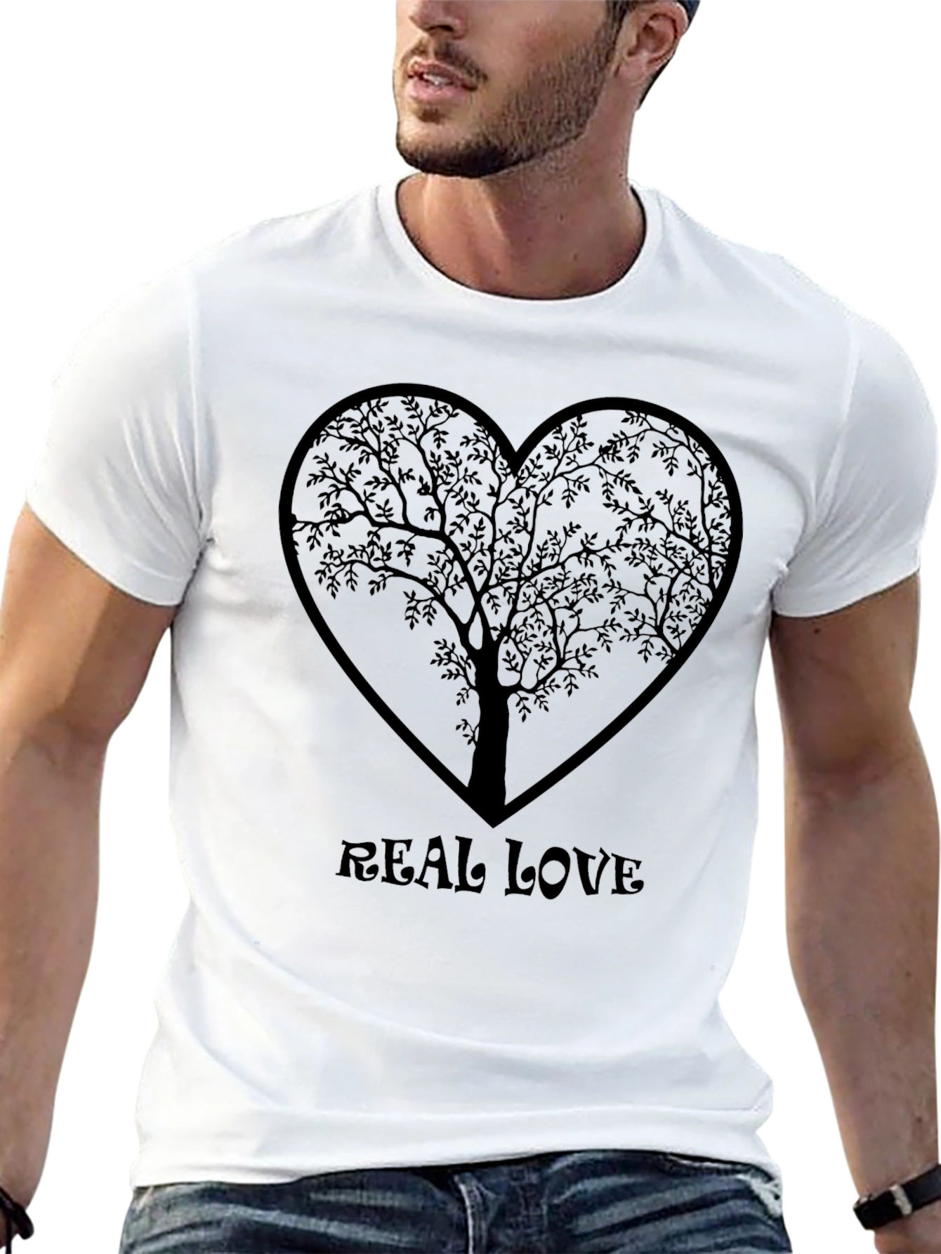 Real Love Heart Tree Graphic Tee - Black