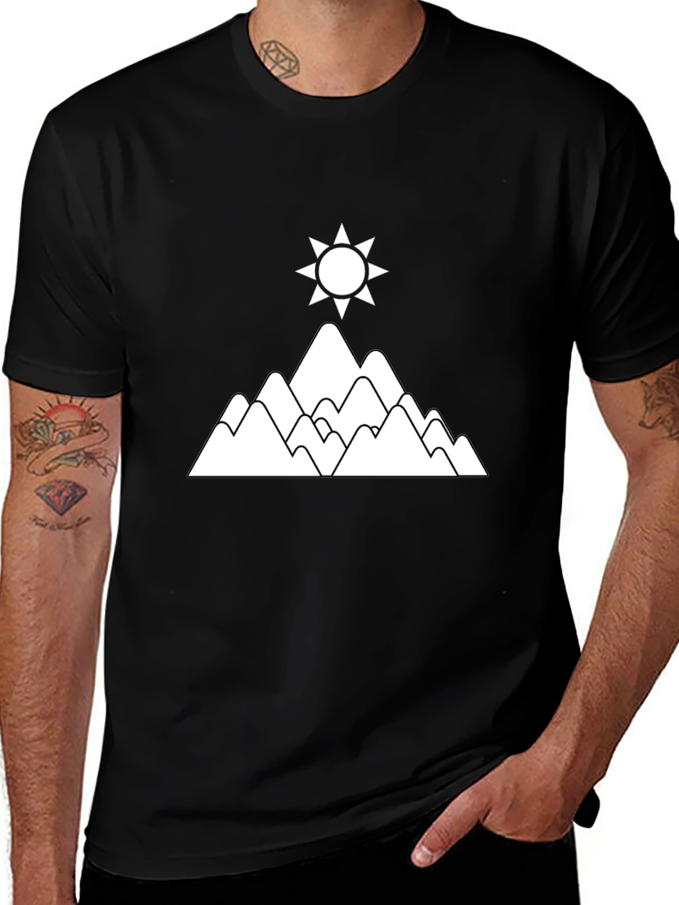 Mountain & Sun Graphic T-Shirt - Black