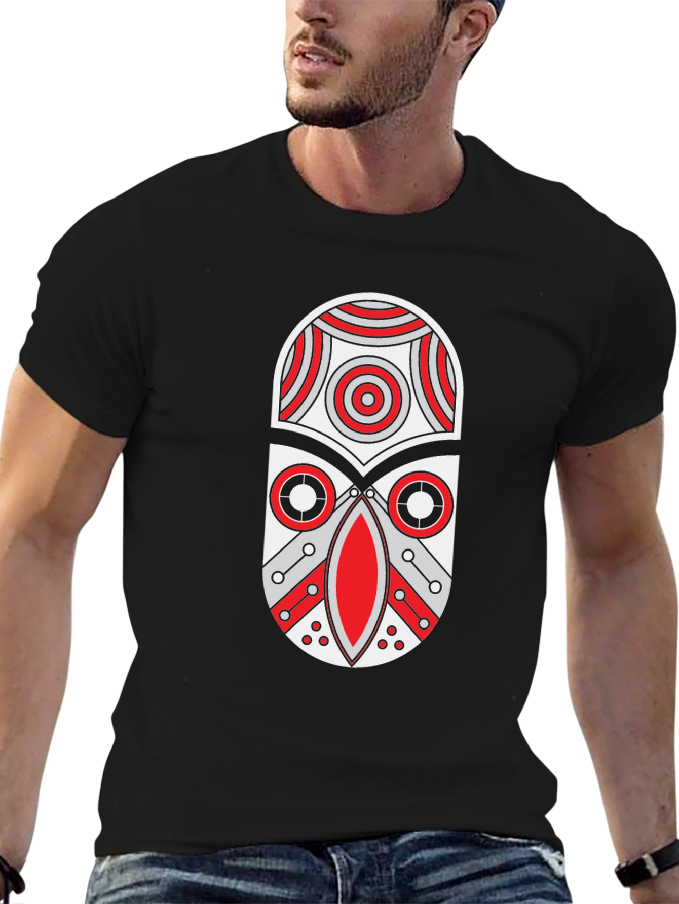 Tribal Mask Graphic Print T-Shirt
