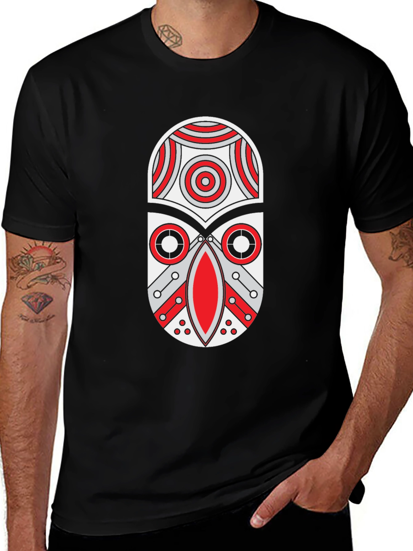 Tribal Mask Graphic Print T-Shirt