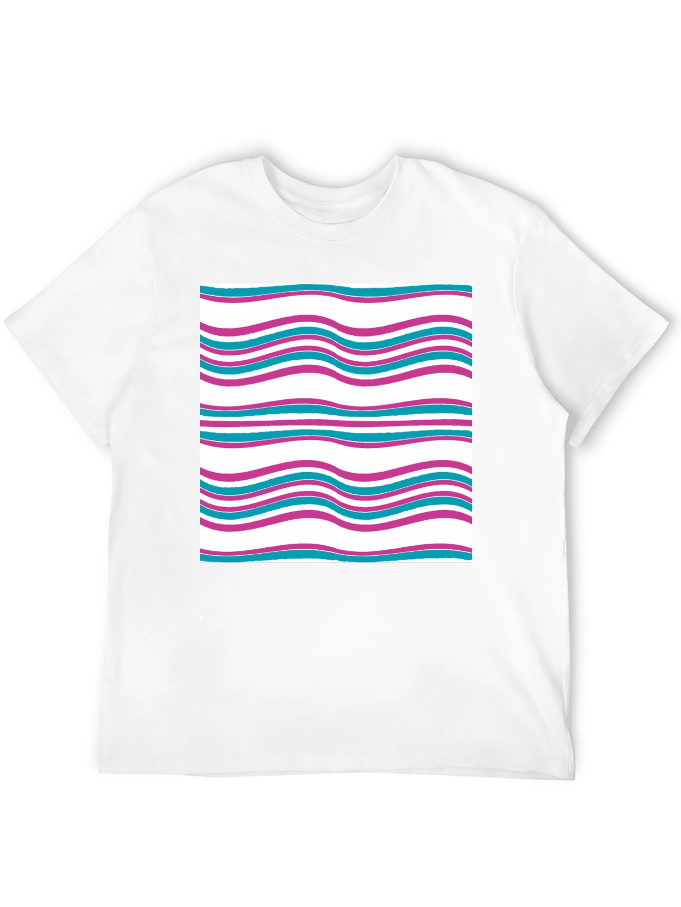 Wavy Line Pattern Tee - Casual Comfort