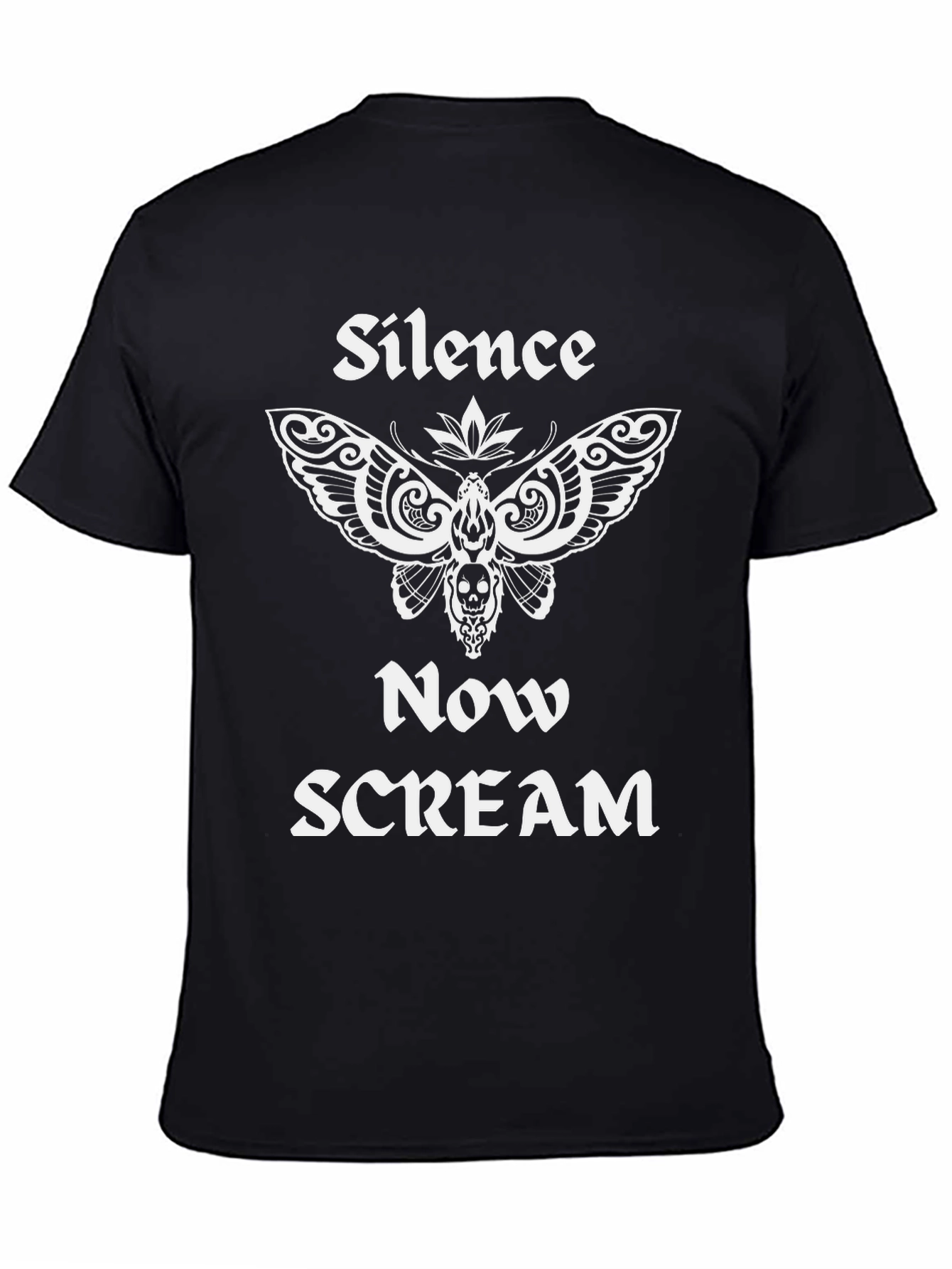 Silence Now Scream Moth Graphic Tee - Black