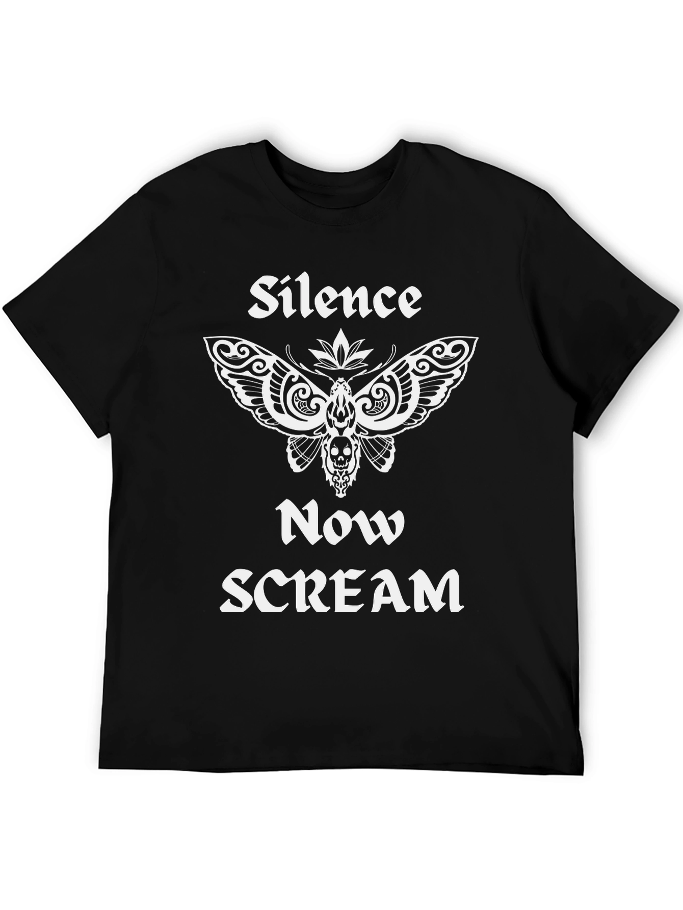Silence Now Scream Moth Graphic Tee - Black
