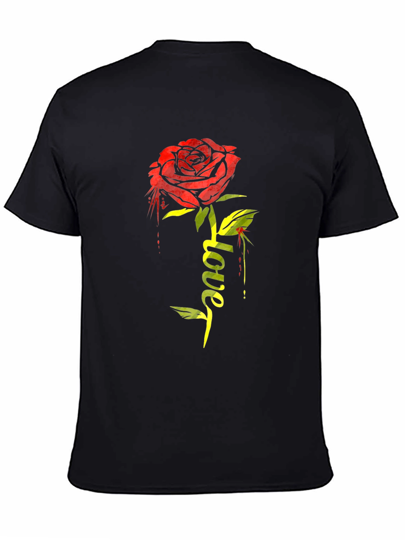 Rose Love Graphic T-Shirt - Stylish Black Tee