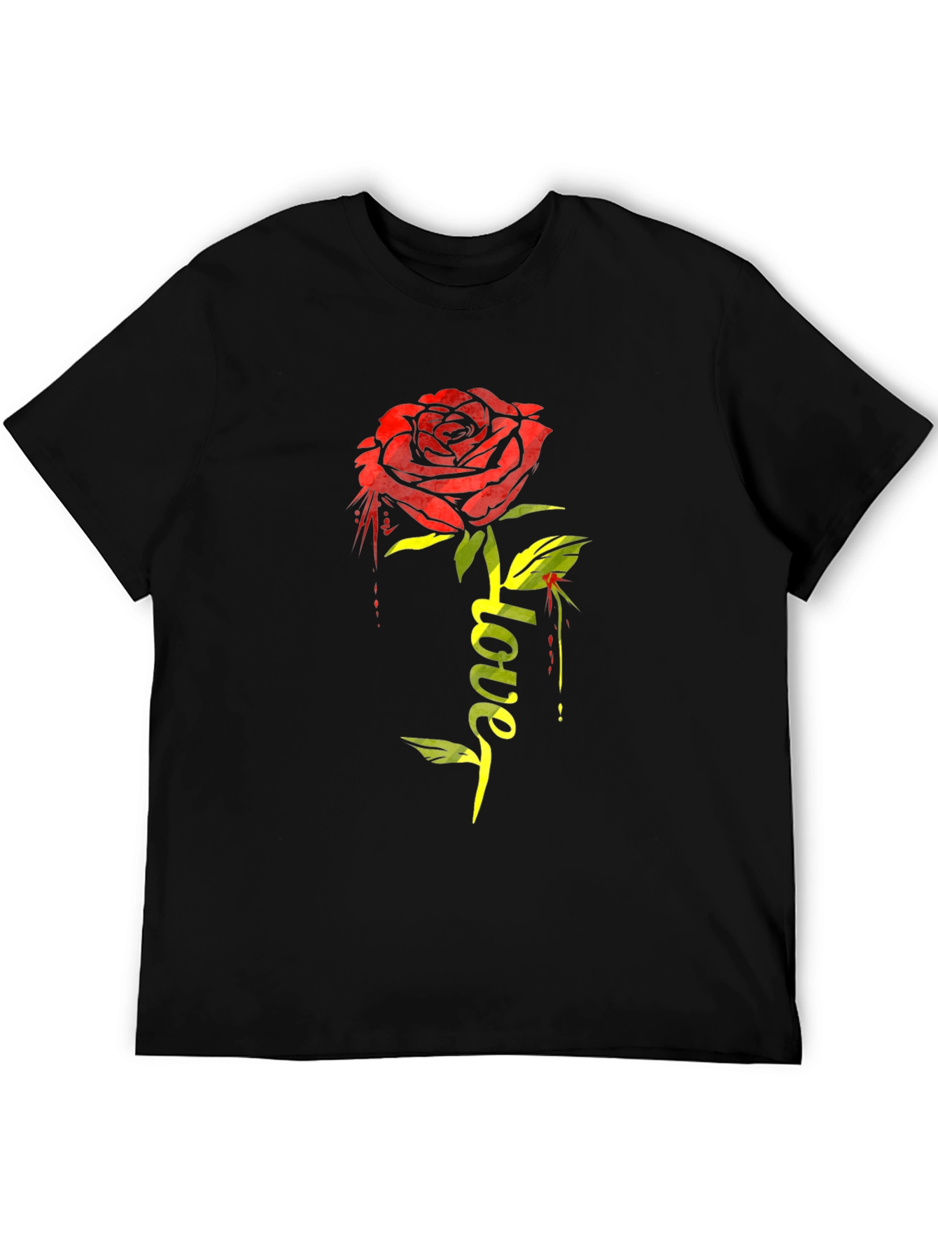 Rose Love Graphic T-Shirt - Stylish Black Tee