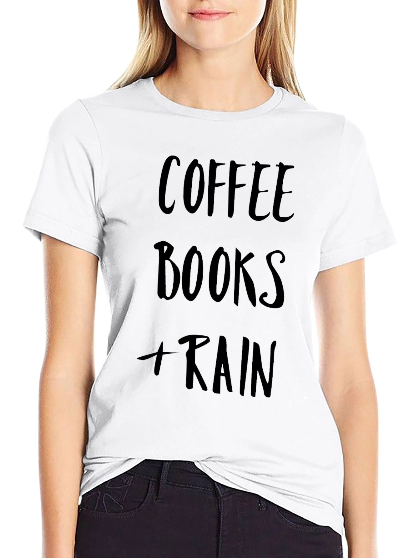 Coffee Books Rain Black T-Shirt