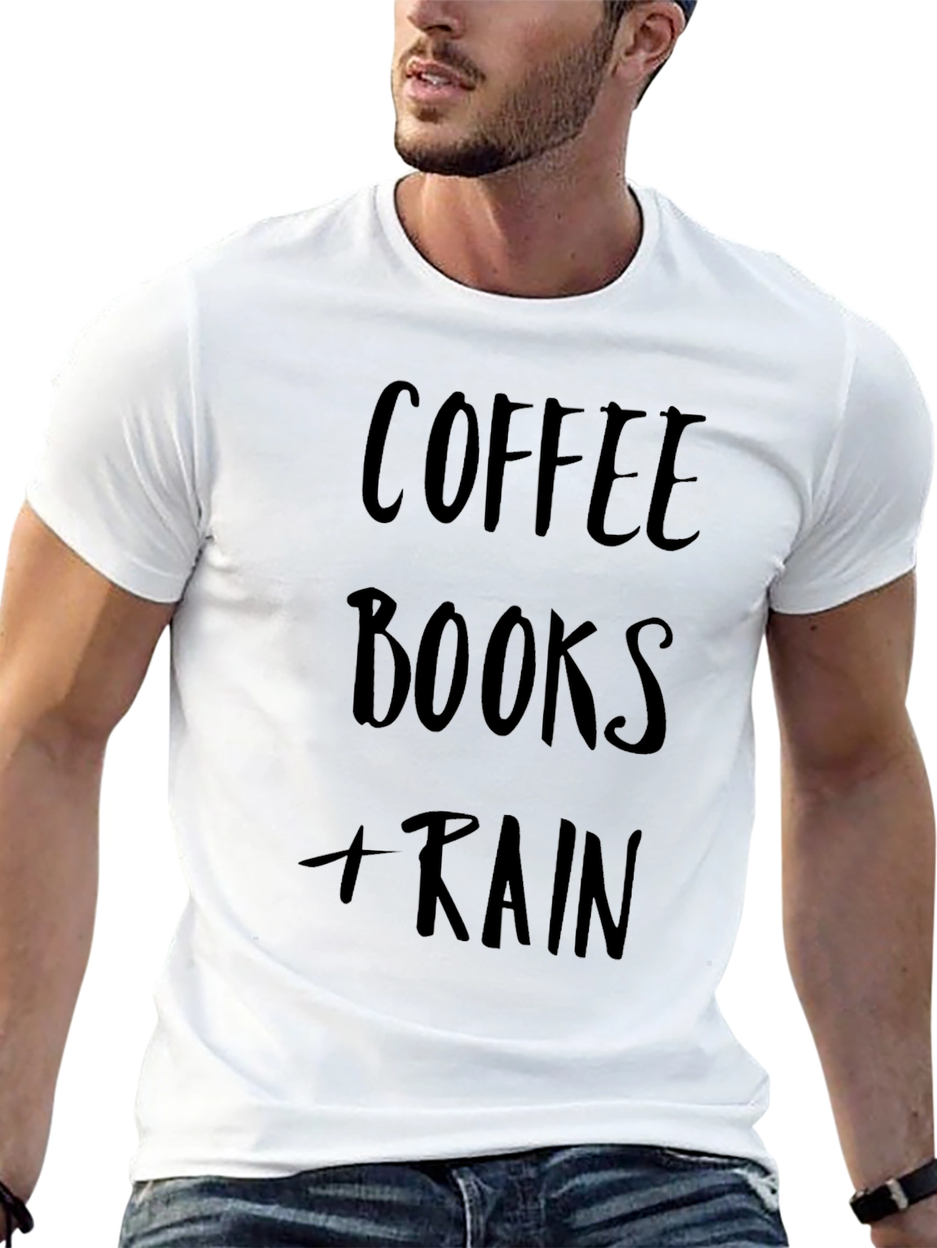 Coffee Books Rain Black T-Shirt