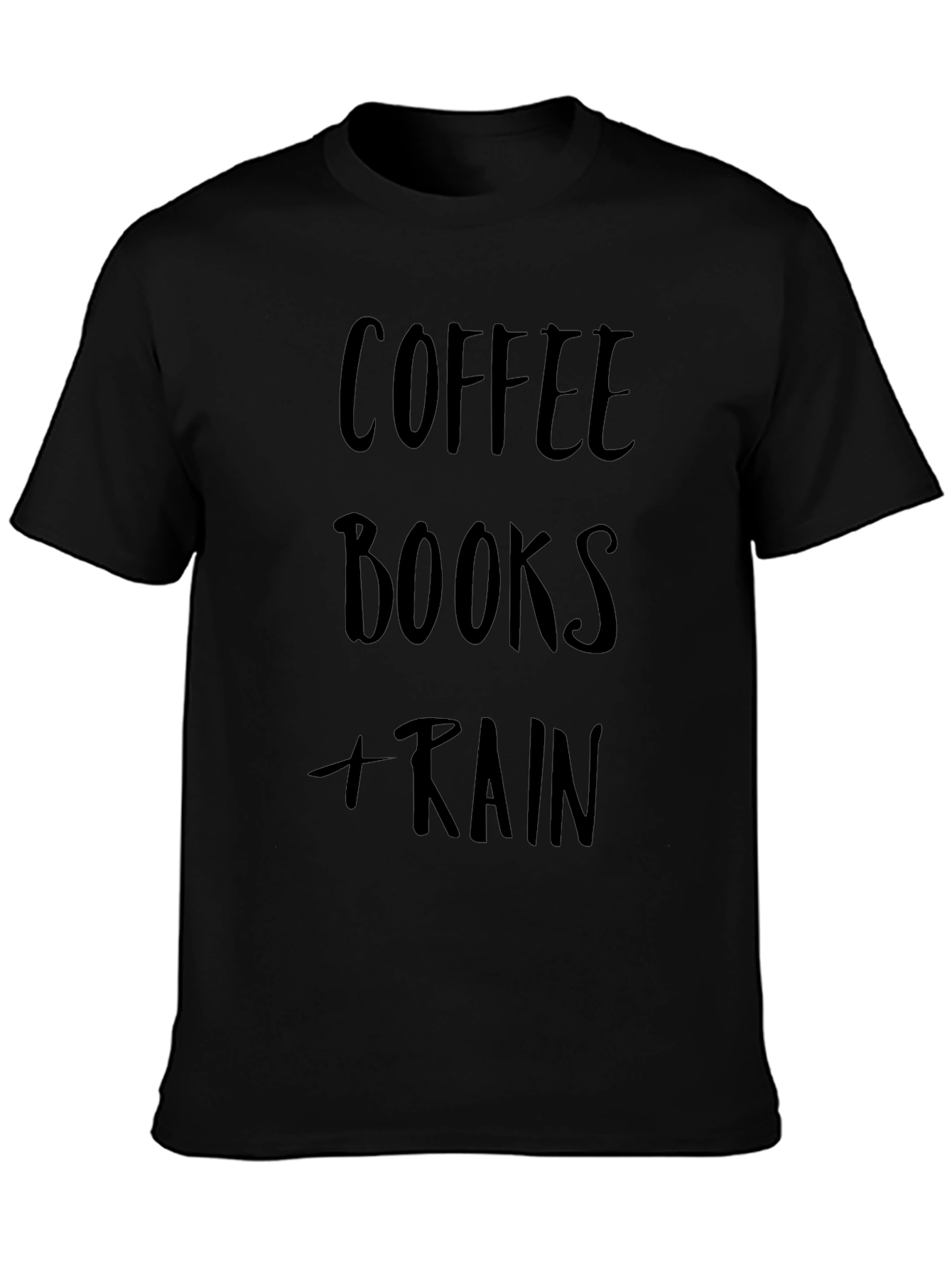 Coffee Books Rain Black T-Shirt