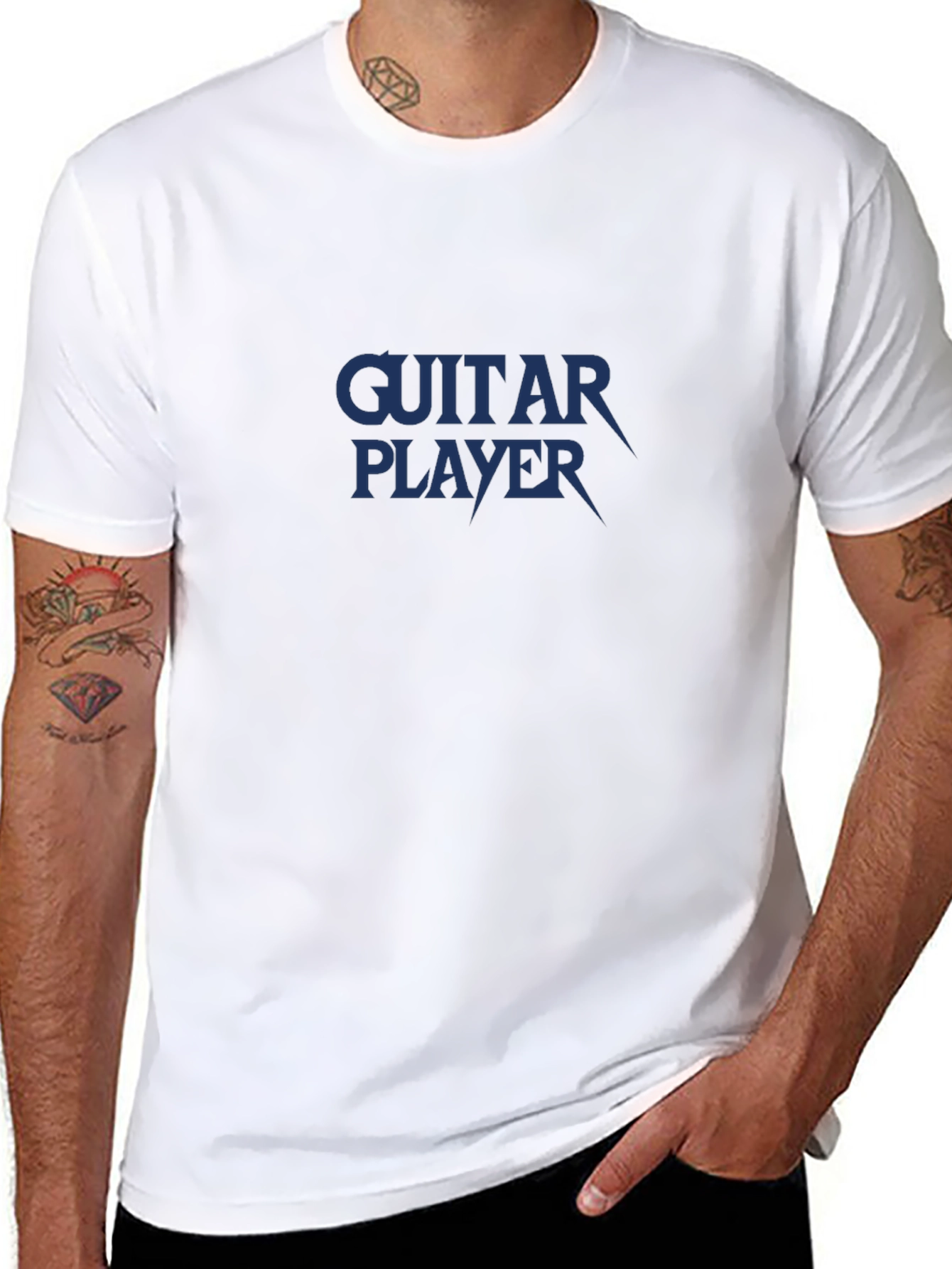 Guitar Player Graphic Tee - Black Cotton T-Shirt