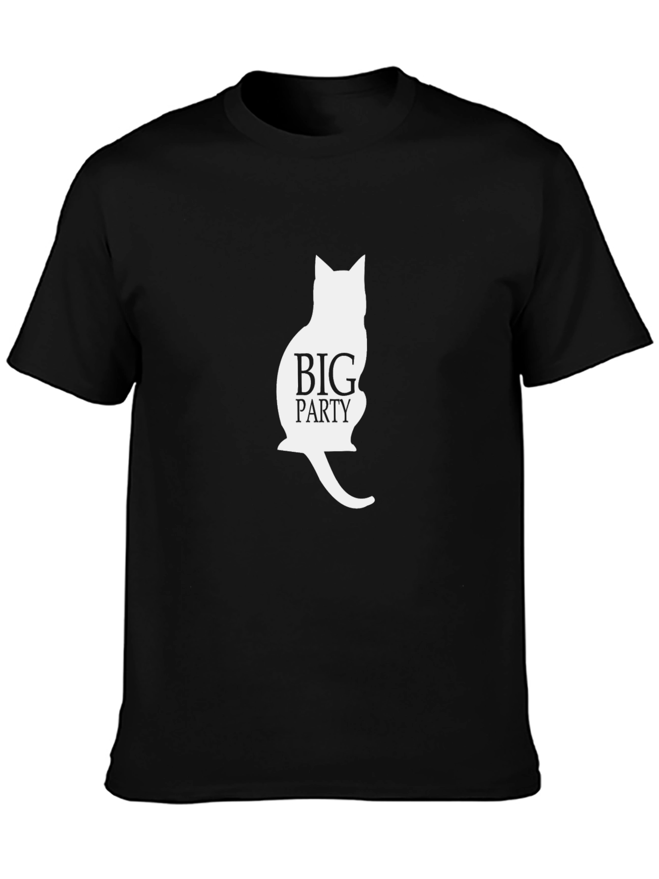 Big Party Cat Silhouette Black T-Shirt