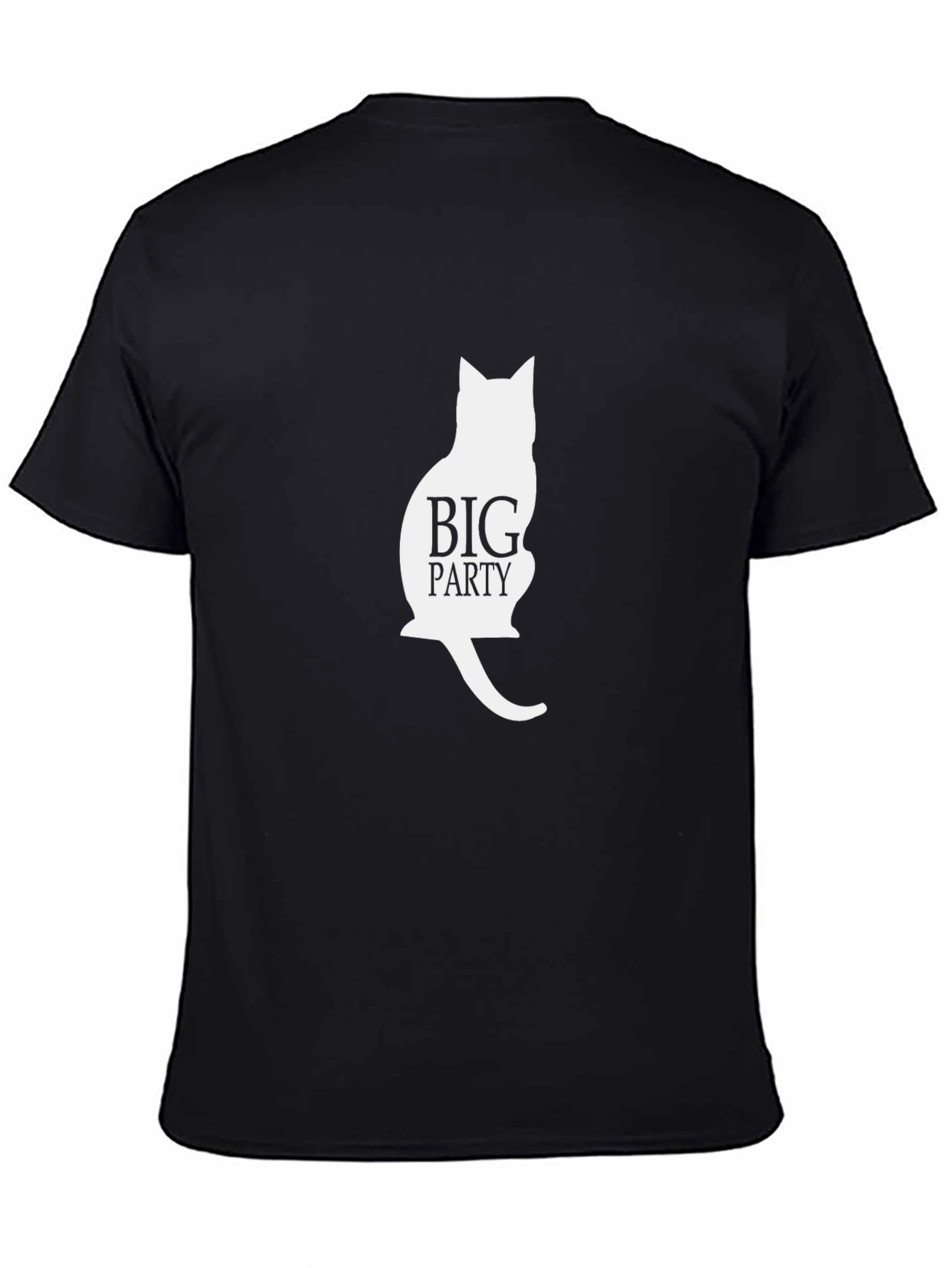Big Party Cat Silhouette Black T-Shirt
