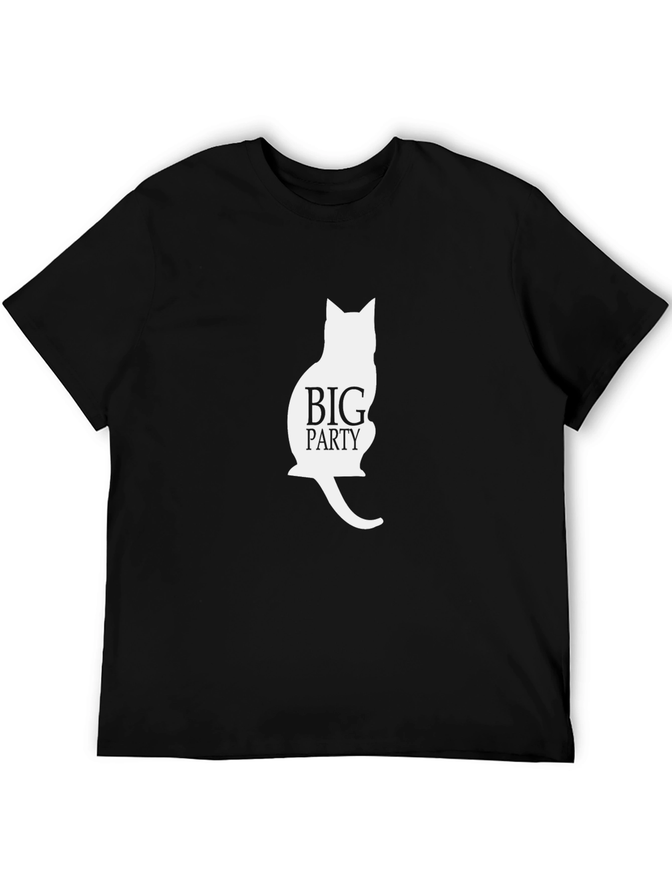 Big Party Cat Silhouette Black T-Shirt