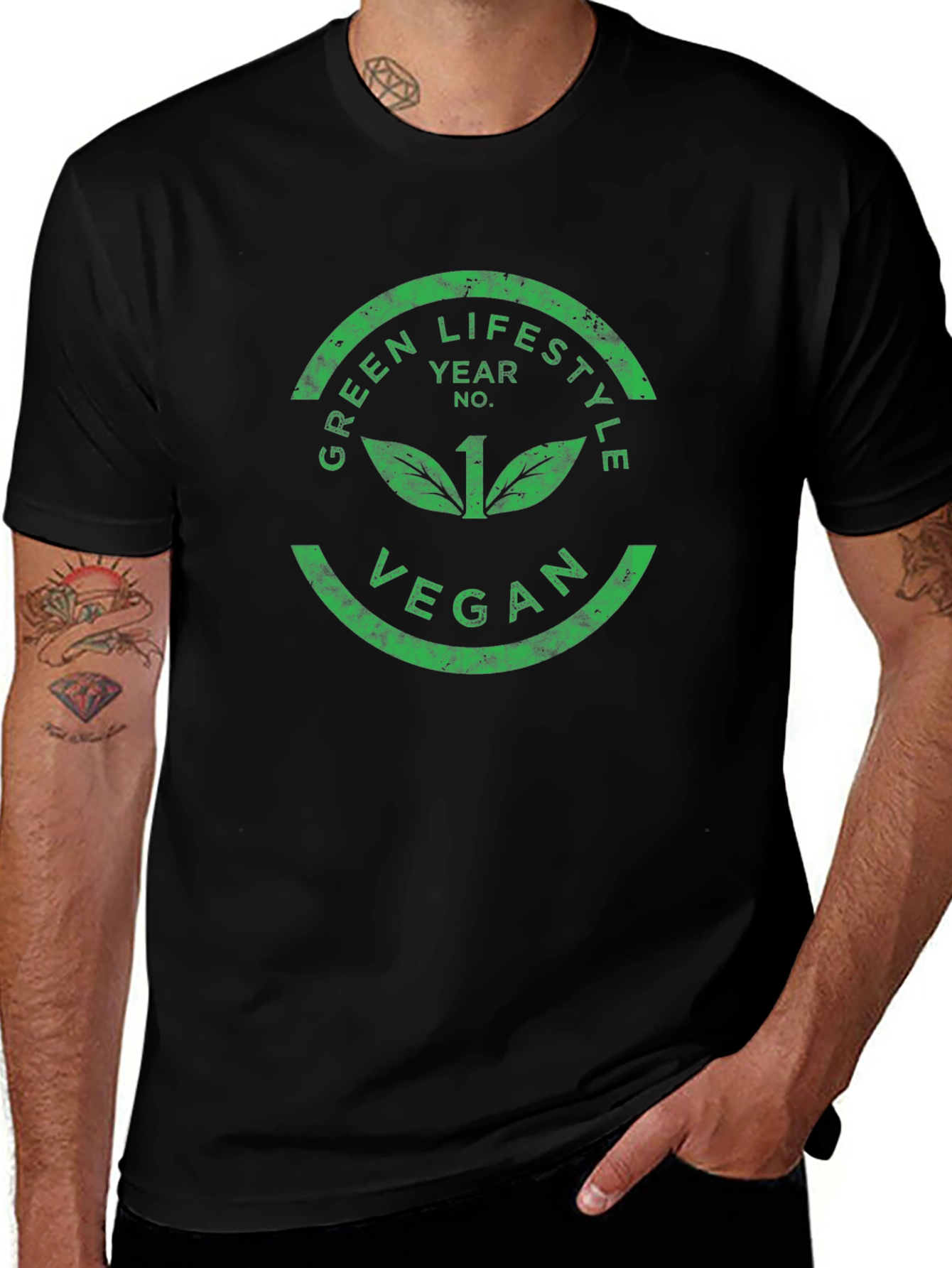 Green Lifestyle Vegan Black Graphic Tee