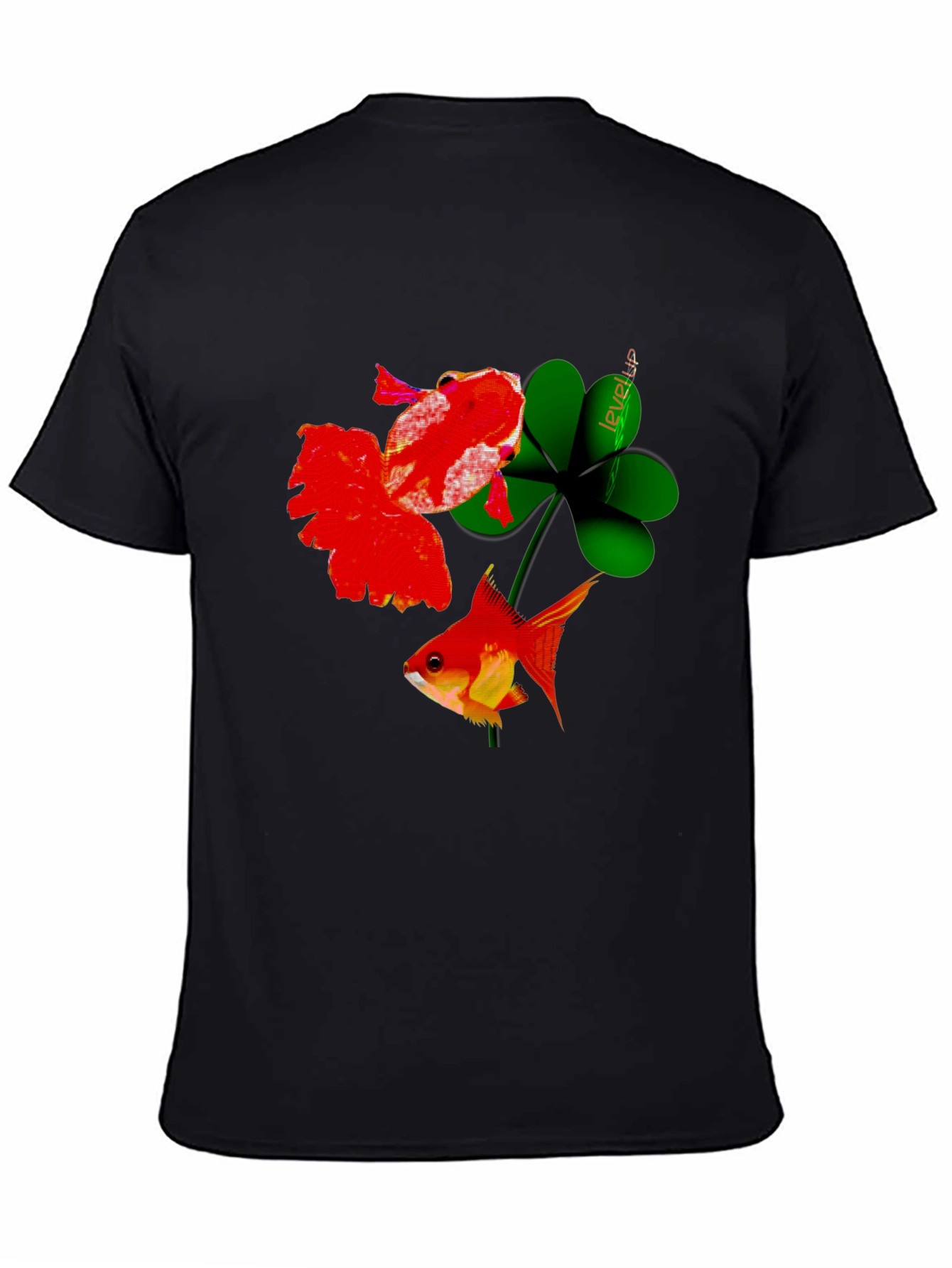 Lucky Goldfish Graphic Tee - Black Cotton T-Shirt