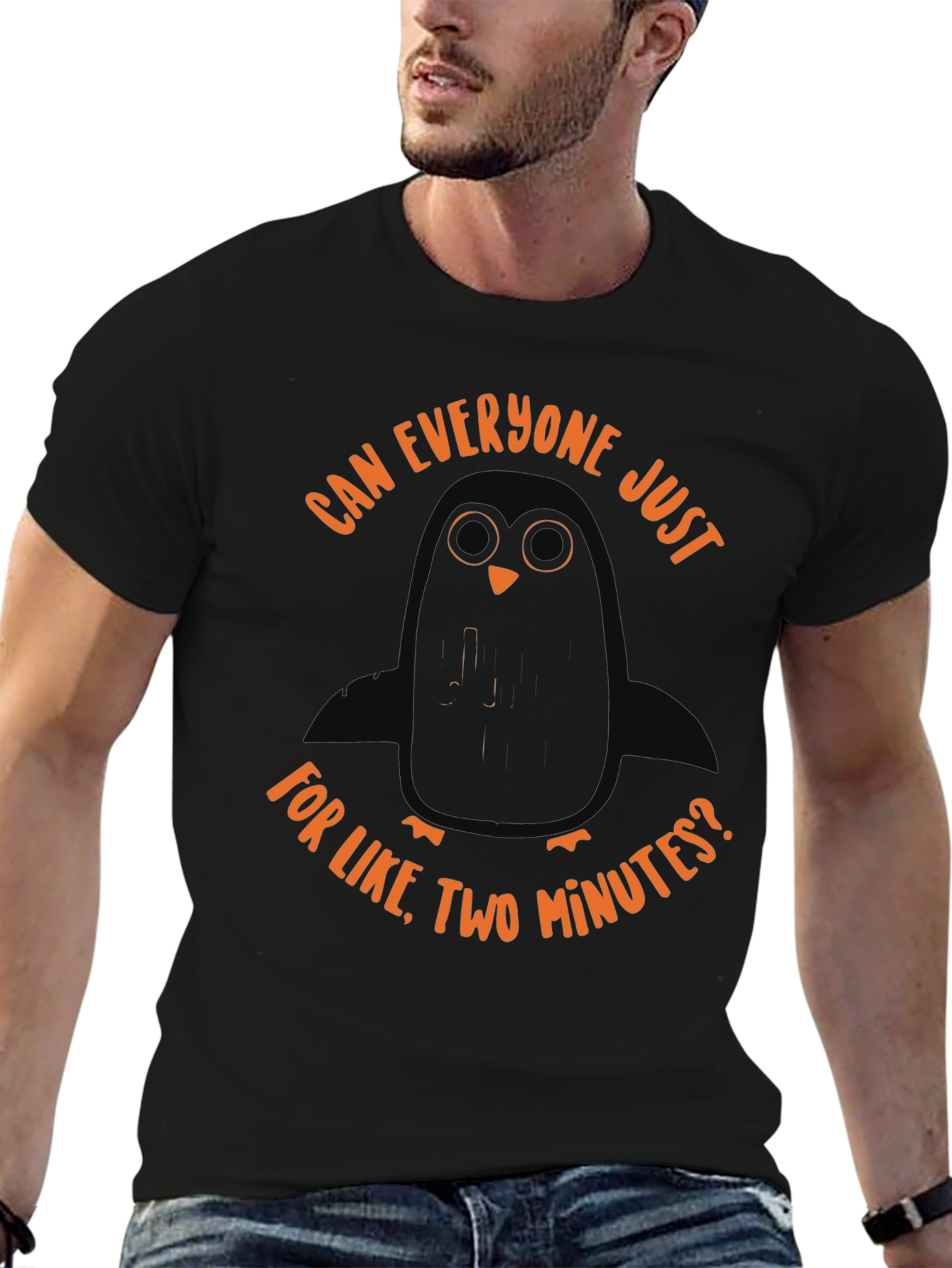 Sarcastic Penguin Graphic Tee - Unisex Black T-Shirt