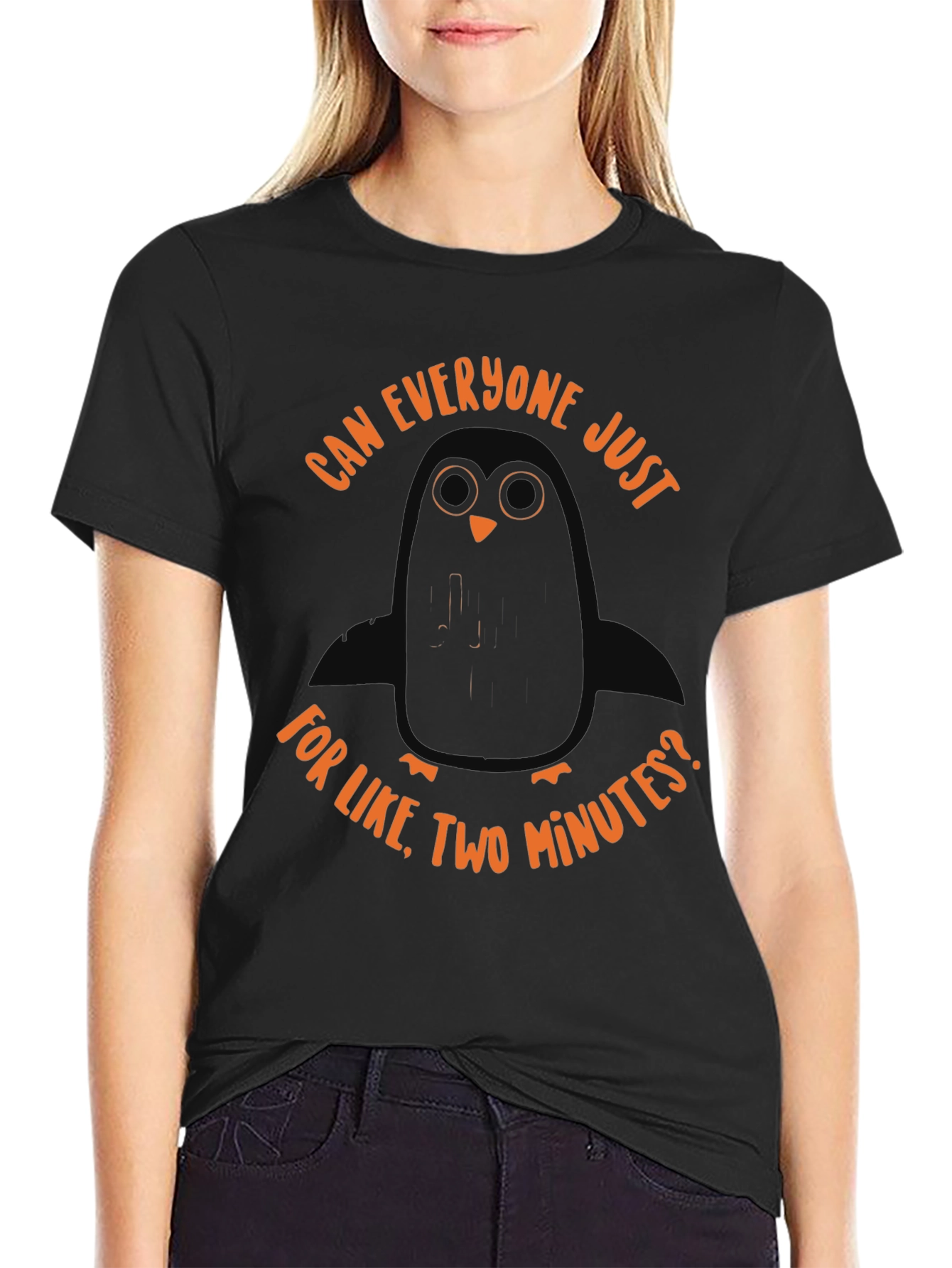 Sarcastic Penguin Graphic Tee - Unisex Black T-Shirt