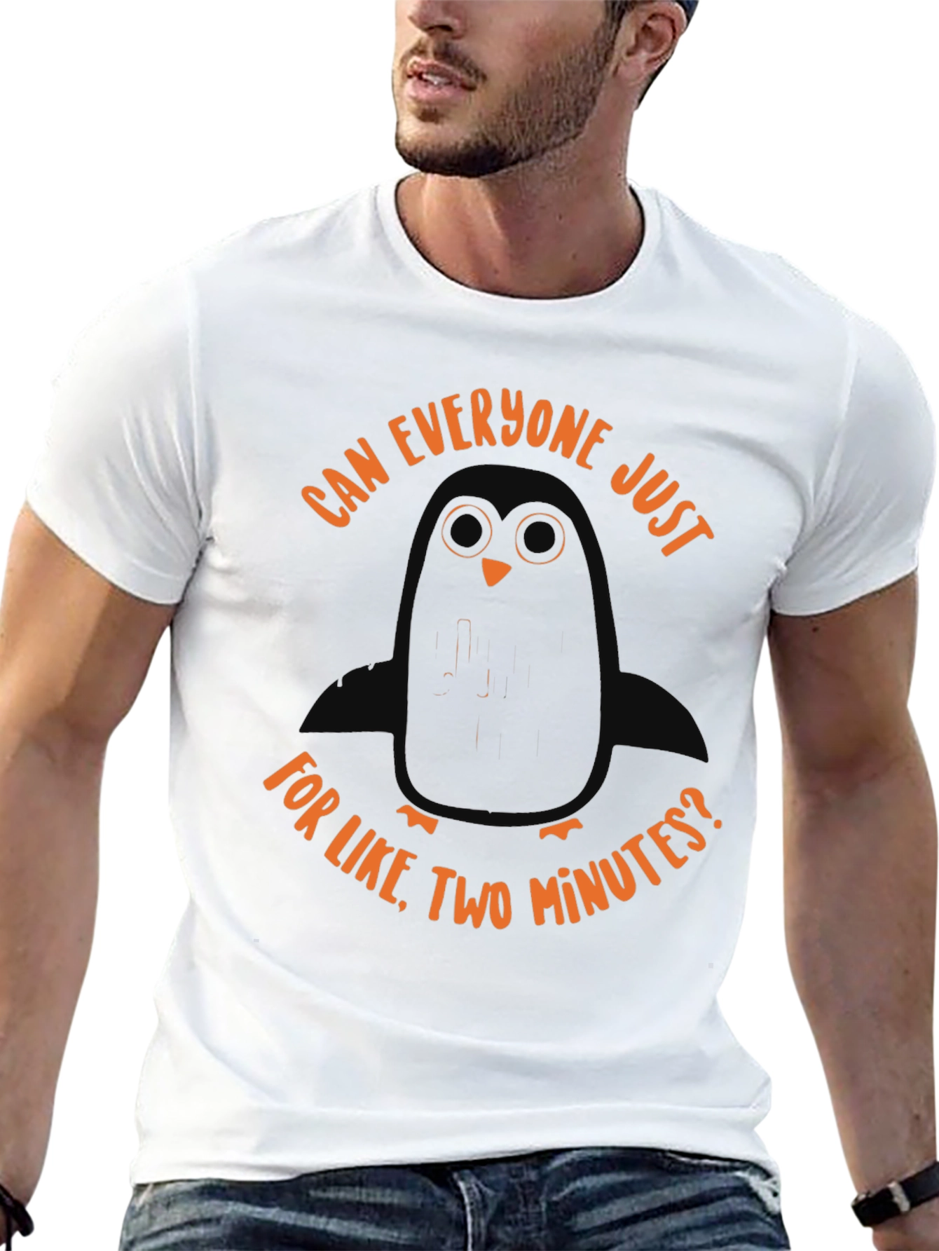 Sarcastic Penguin Graphic Tee - Unisex Black T-Shirt