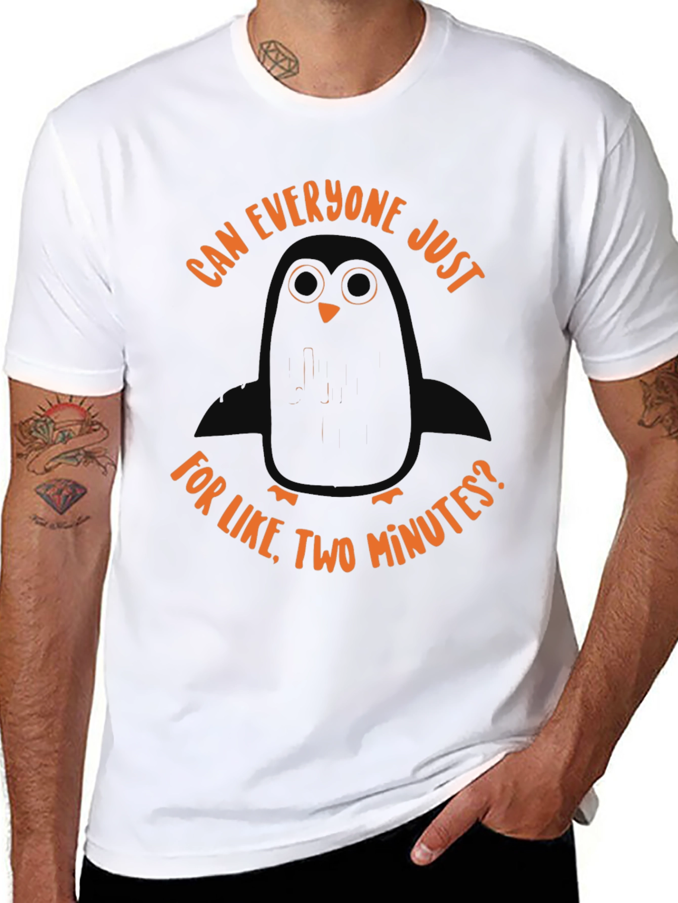 Sarcastic Penguin Graphic Tee - Unisex Black T-Shirt