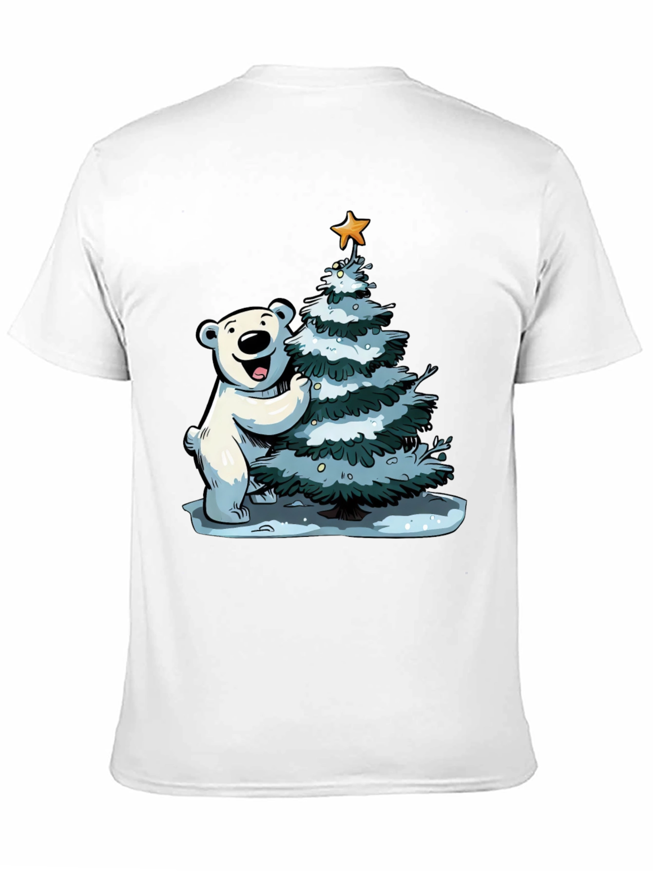 Festive Bear Christmas Tree Black T-Shirt