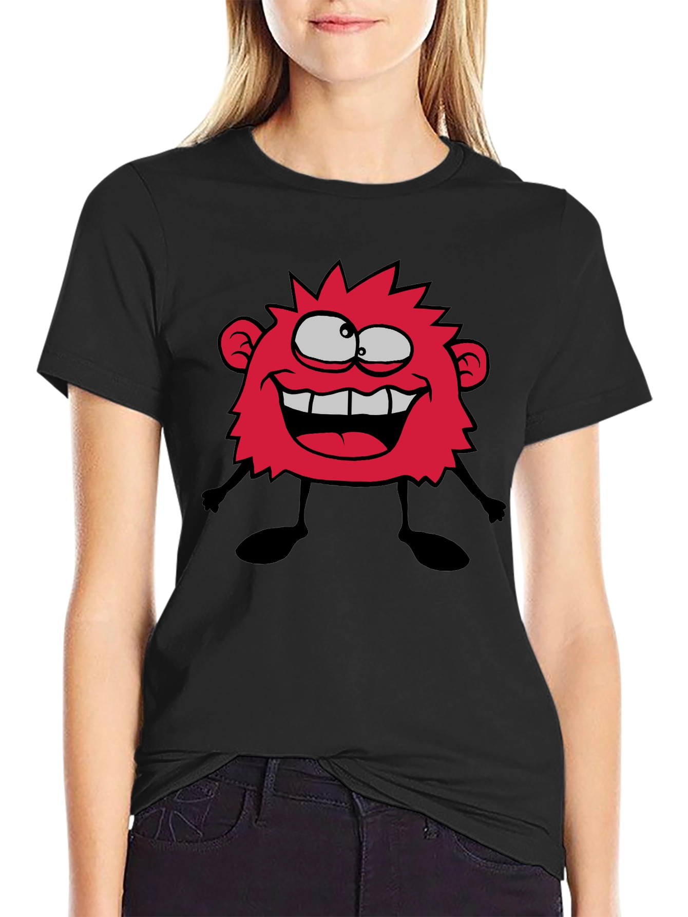 Funny Monster Graphic T-Shirt - Casual Black Tee
