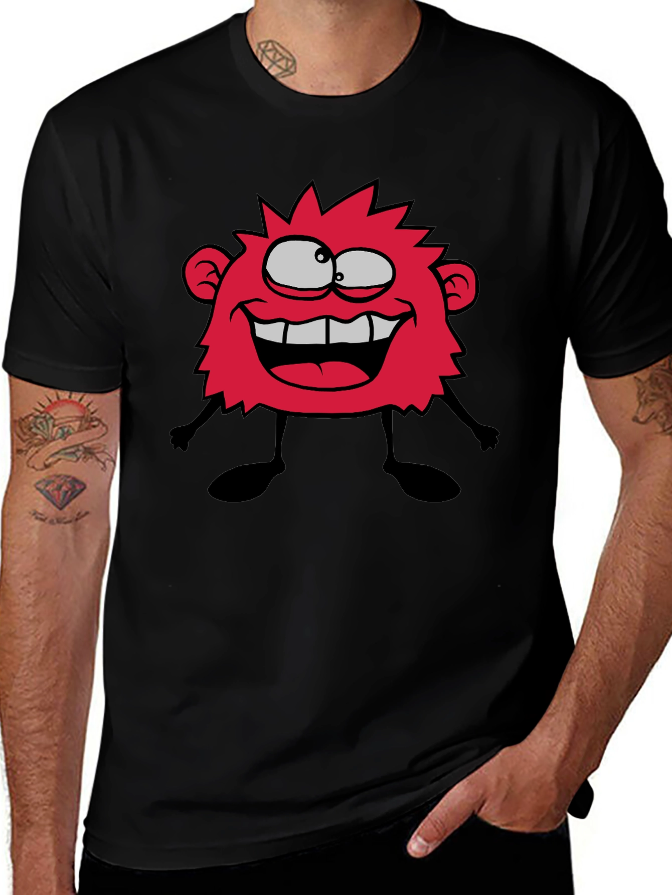 Funny Monster Graphic T-Shirt - Casual Black Tee