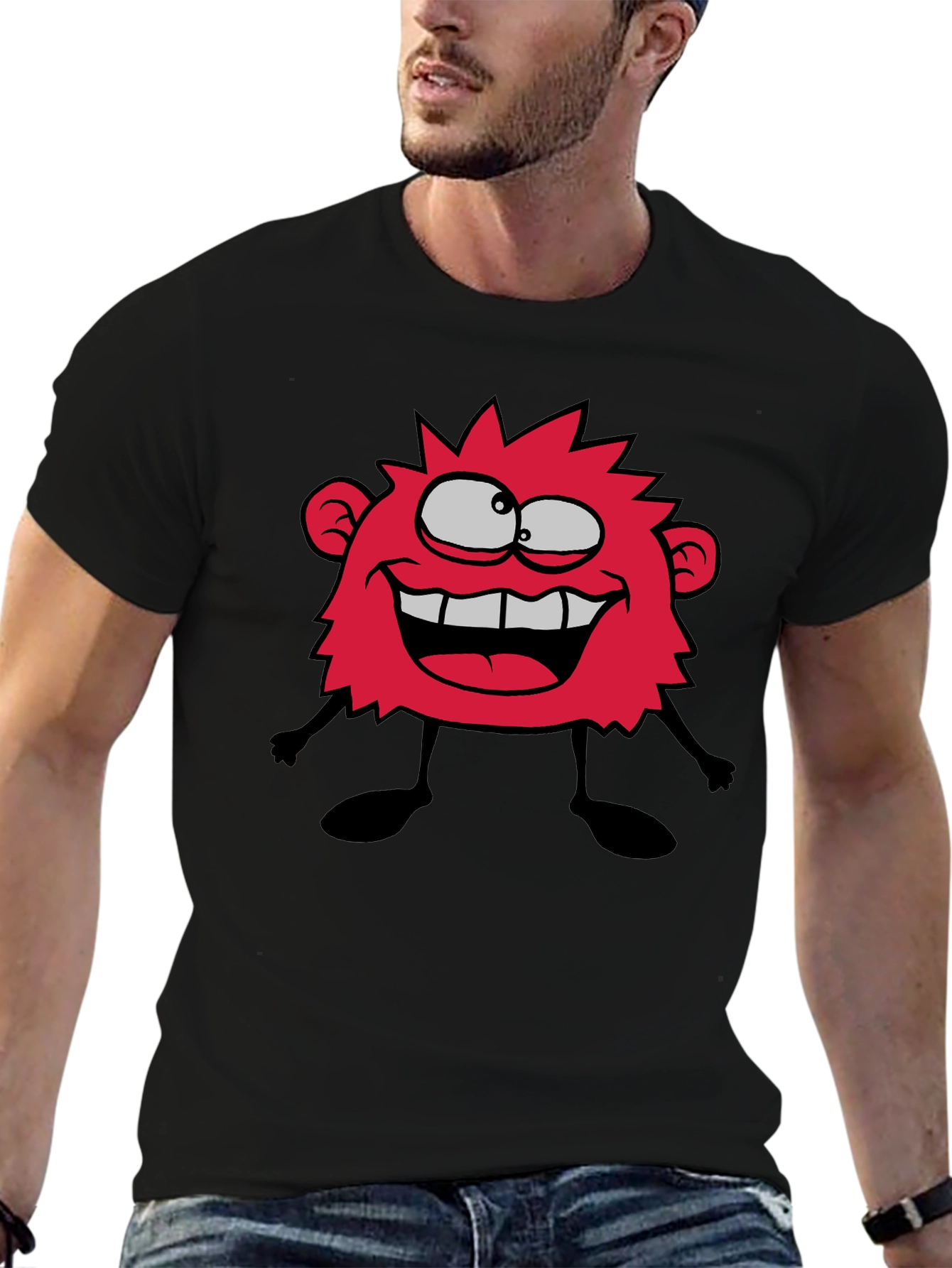 Funny Monster Graphic T-Shirt - Casual Black Tee