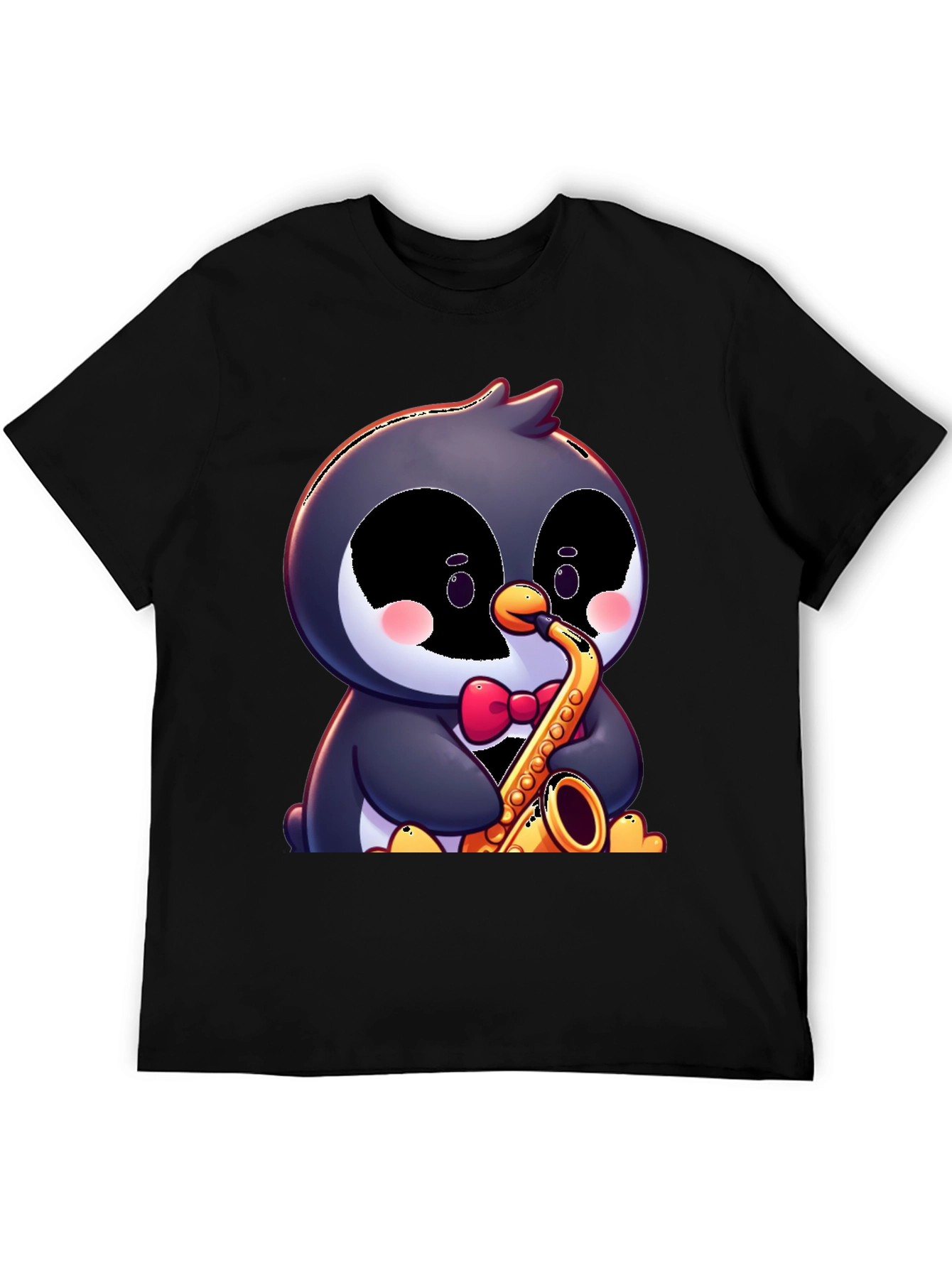 Penguin Saxophone T-Shirt - Fun Cartoon Design