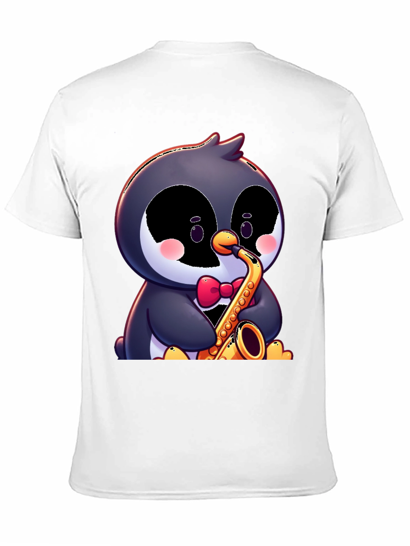 Penguin Saxophone T-Shirt - Fun Cartoon Design