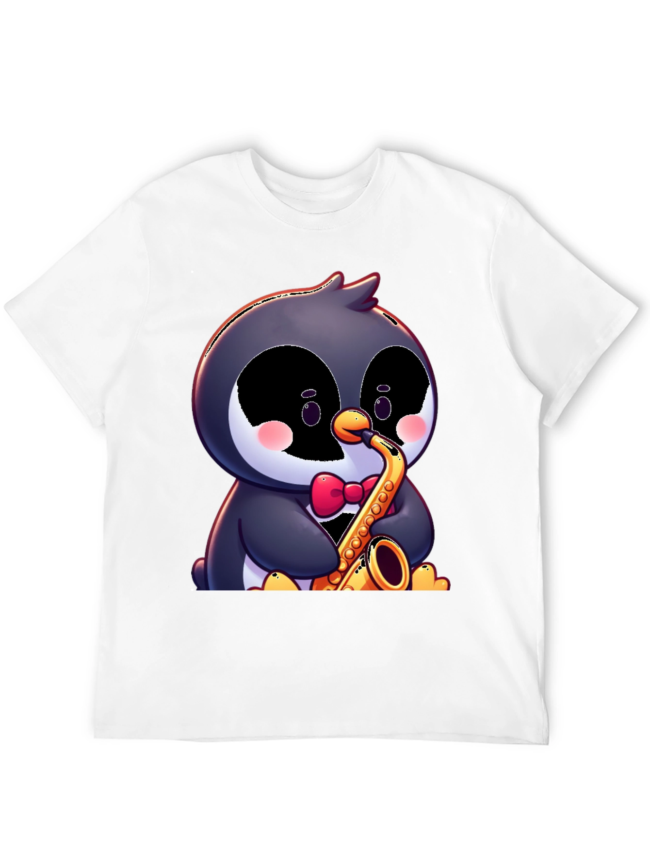 Penguin Saxophone T-Shirt - Fun Cartoon Design