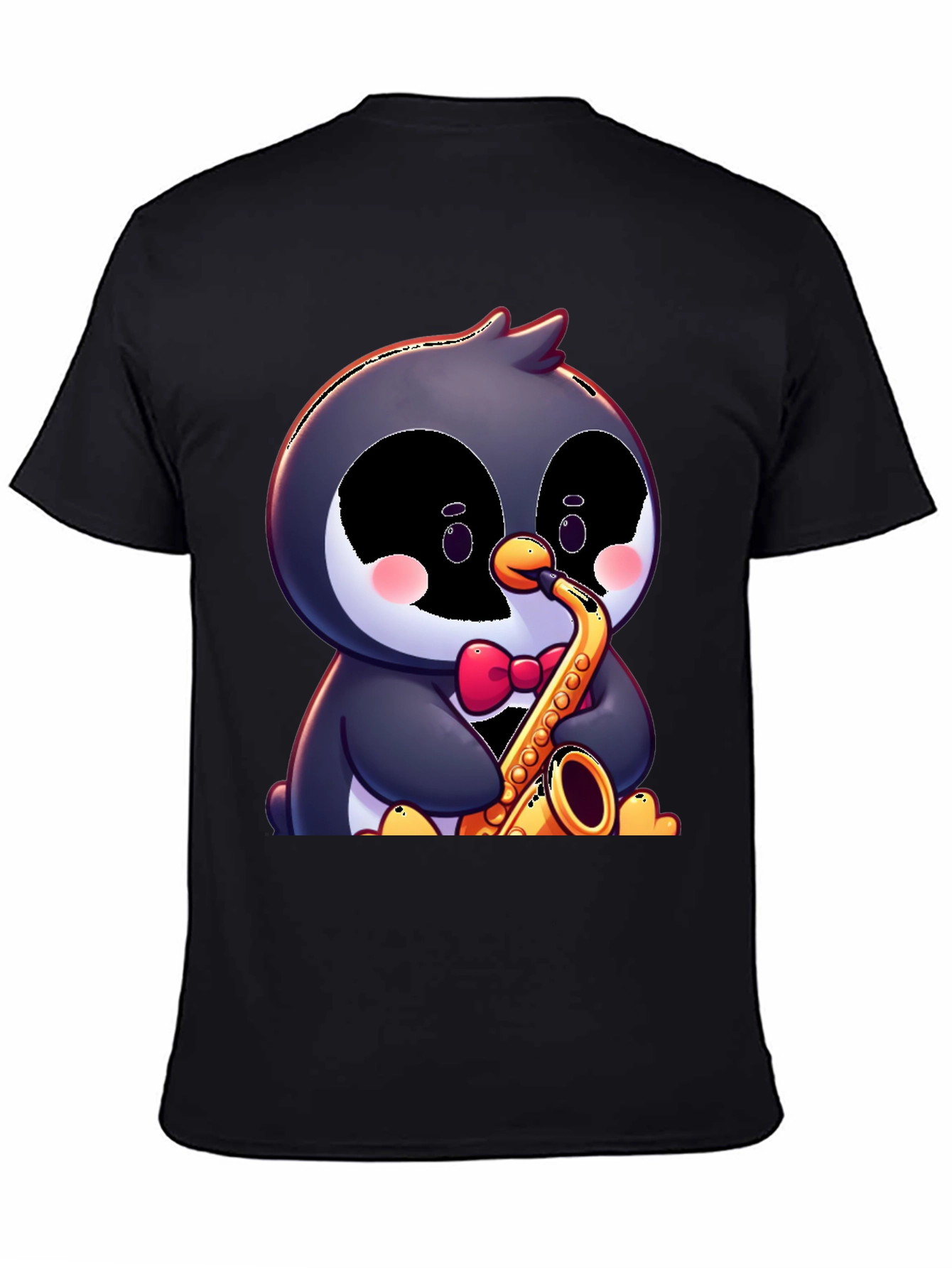 Penguin Saxophone T-Shirt - Fun Cartoon Design