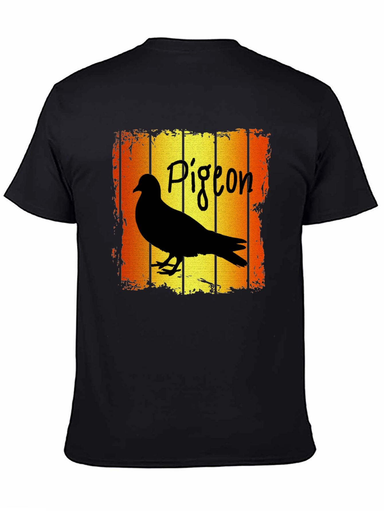Pigeon T-Shirt - Retro Style Black Tee