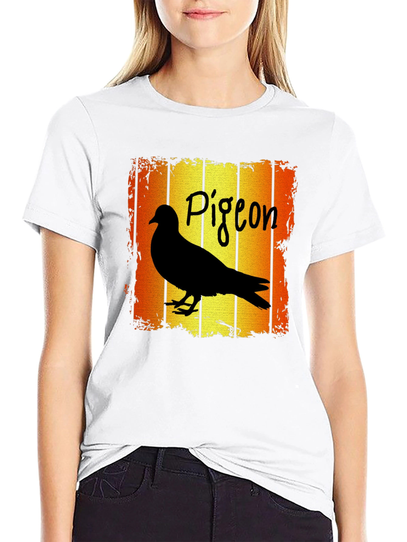 Pigeon T-Shirt - Retro Style Black Tee