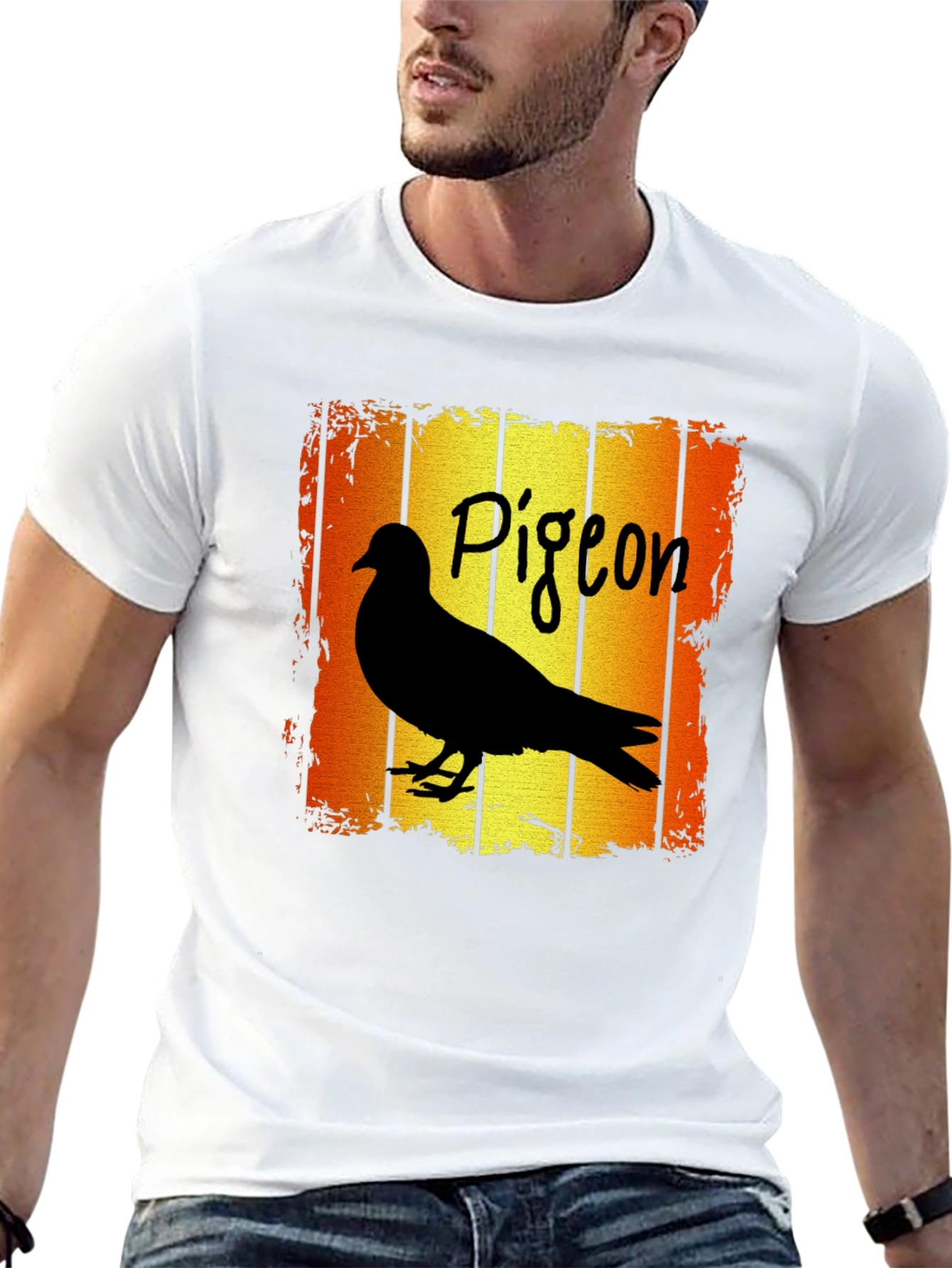 Pigeon T-Shirt - Retro Style Black Tee