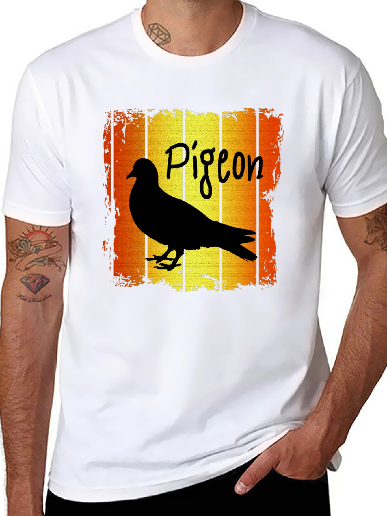 Pigeon T-Shirt - Retro Style Black Tee