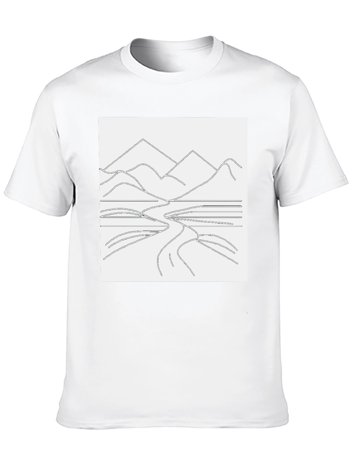Minimalist Mountain Landscape Graphic Tee - Black