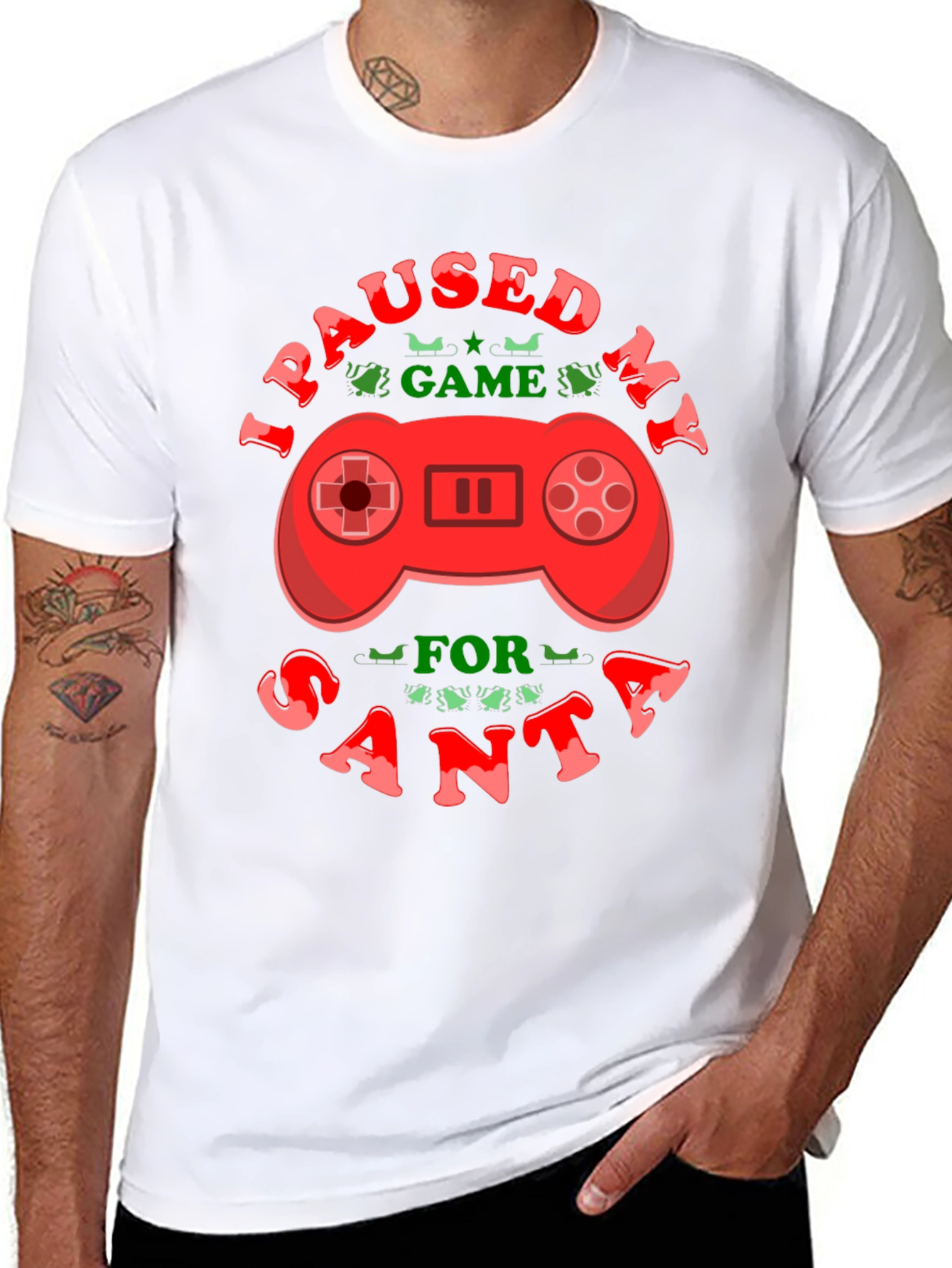 I Paused My Game For Santa Black T-Shirt