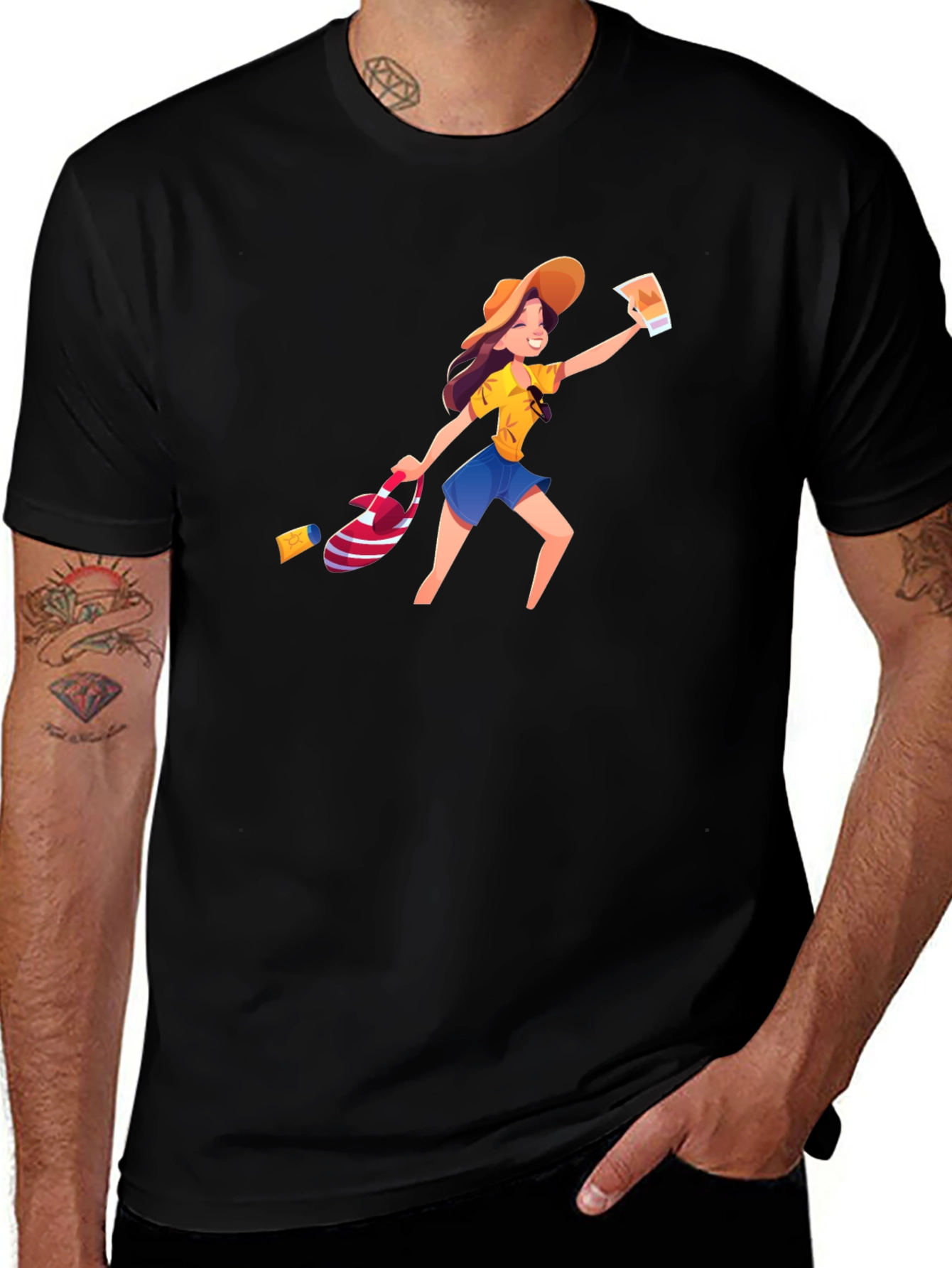Fun Tourist Graphic Tee - Black Unisex