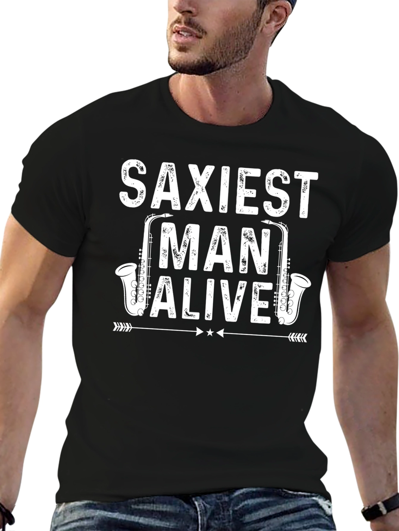 Saxiest Man Alive Graphic Tee - Black