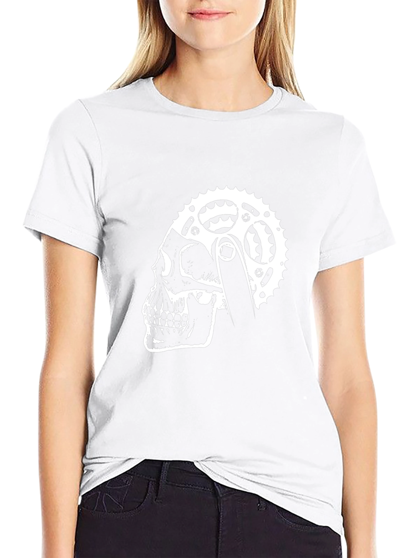 Skull Bike Chain Graphic Tee - Cool Biker Style