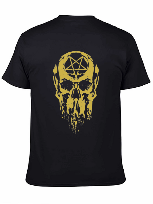Skull Pentagram Graphic Tee - Black Cotton Blend