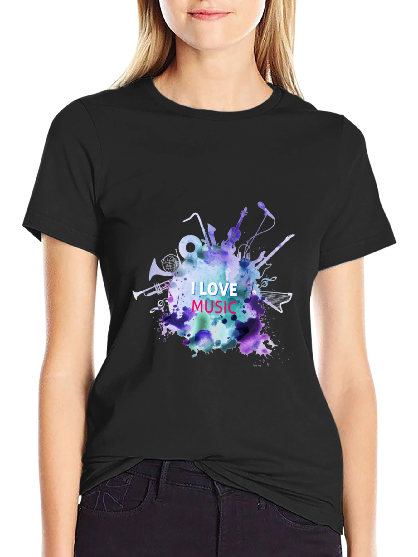 I Love Music Graphic Tee - Black Unisex T-Shirt