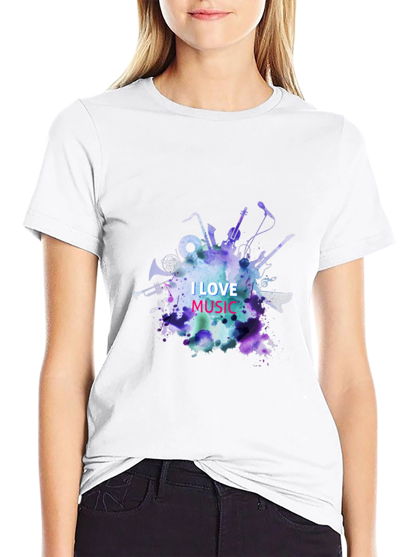 I Love Music Graphic Tee - Black Unisex T-Shirt